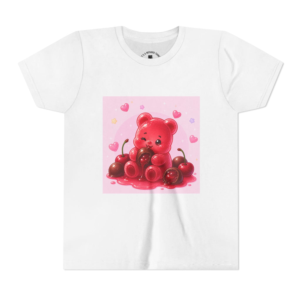 Red Gooey Gummy Bear with Chocolate & Cherries Youth T‑Shirt