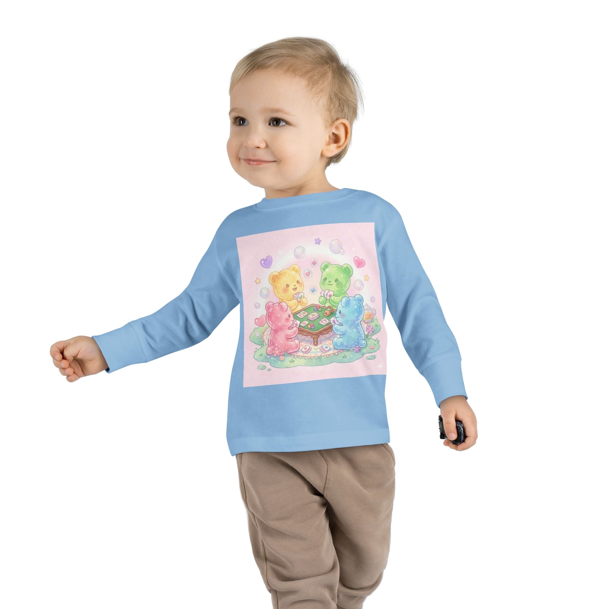 Playing Cards Together, Oozy Bear Friends Group- Graphic Long Sleeve Shirt