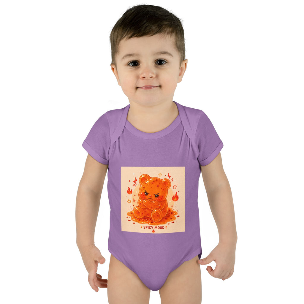 Spicy Mood Orange Gooey Gummy Bear Bodysuit — Cute Hot Pepper Bear Baby Onesie