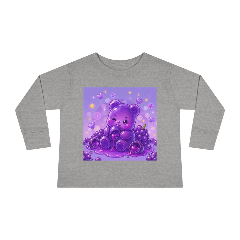 Ripe Purple Grapes, Oozy Bear Gummy Friend Fruit Special- Kids Graphic Long Sleeve Shirt