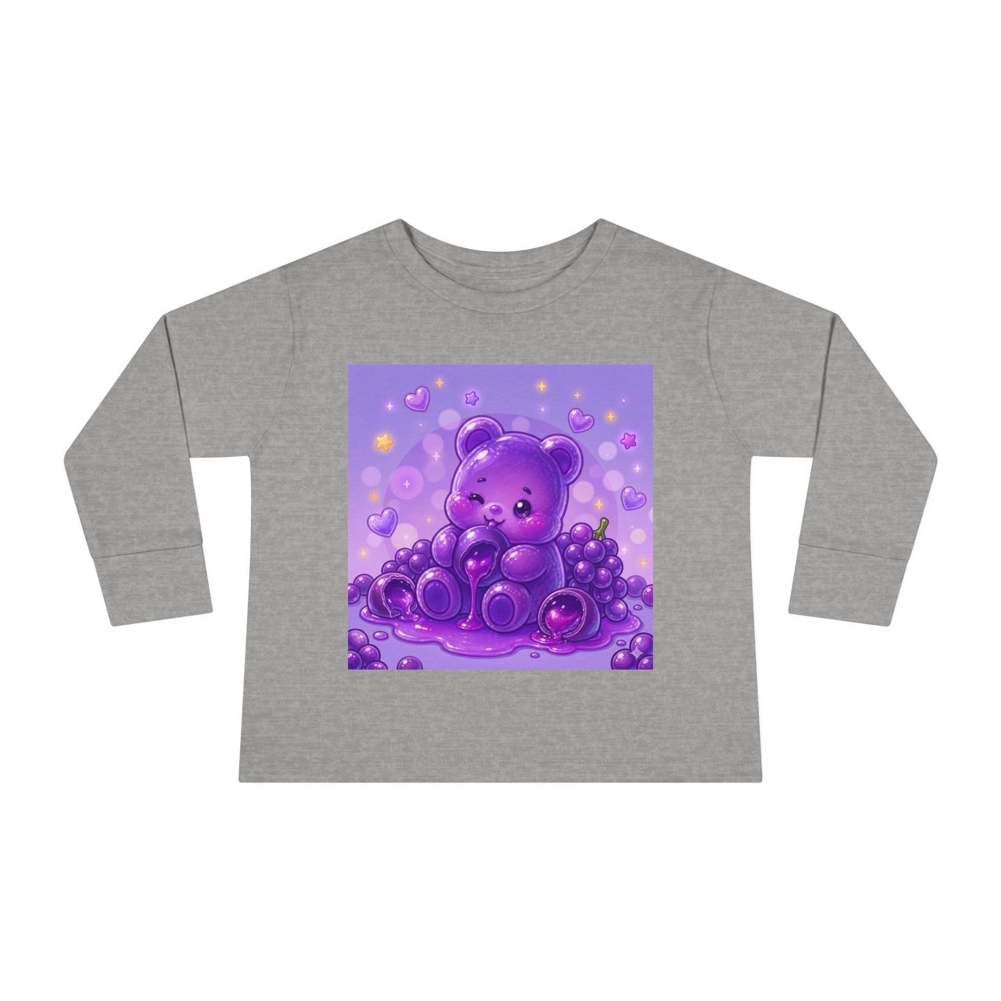 Ripe Purple Grapes, Oozy Bear Gummy Friend Fruit Special- Kids Graphic Long Sleeve Shirt