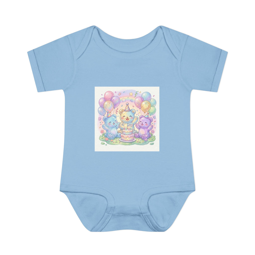 Birthday Gooey Bears, Cake & Balloons Infant Onesie
