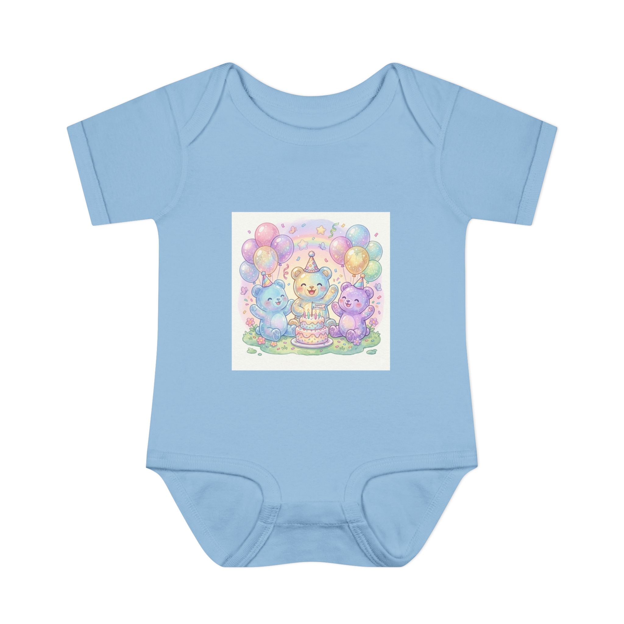 Birthday Gooey Bears, Cake & Balloons Infant Onesie