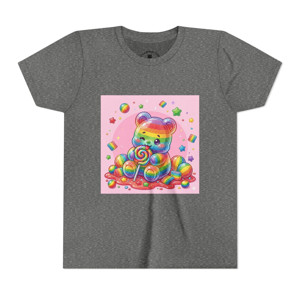 Rainbow Stripe Gooey Gummy Bear Youth T-Shirt