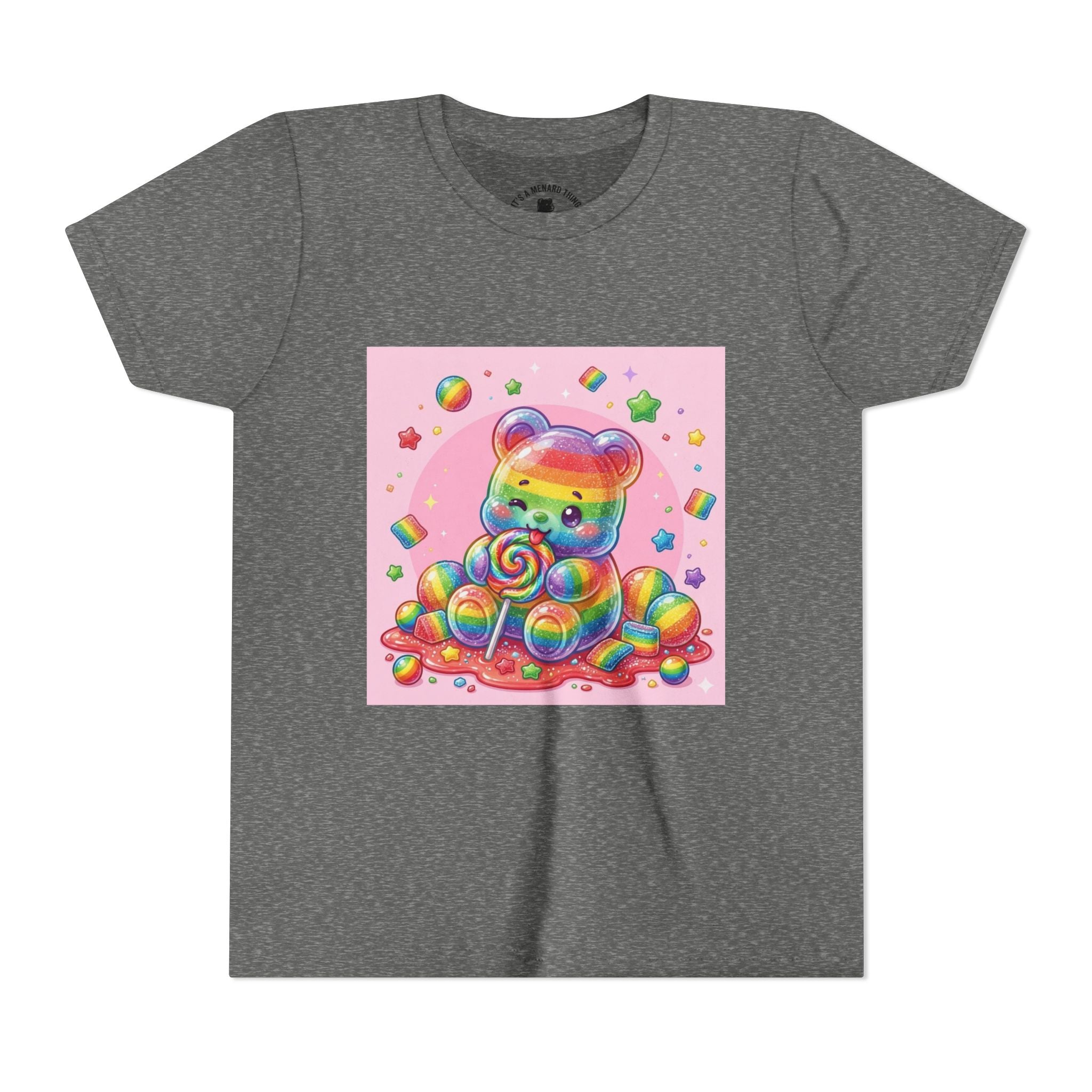 Rainbow Stripe Gooey Gummy Bear Youth T-Shirt
