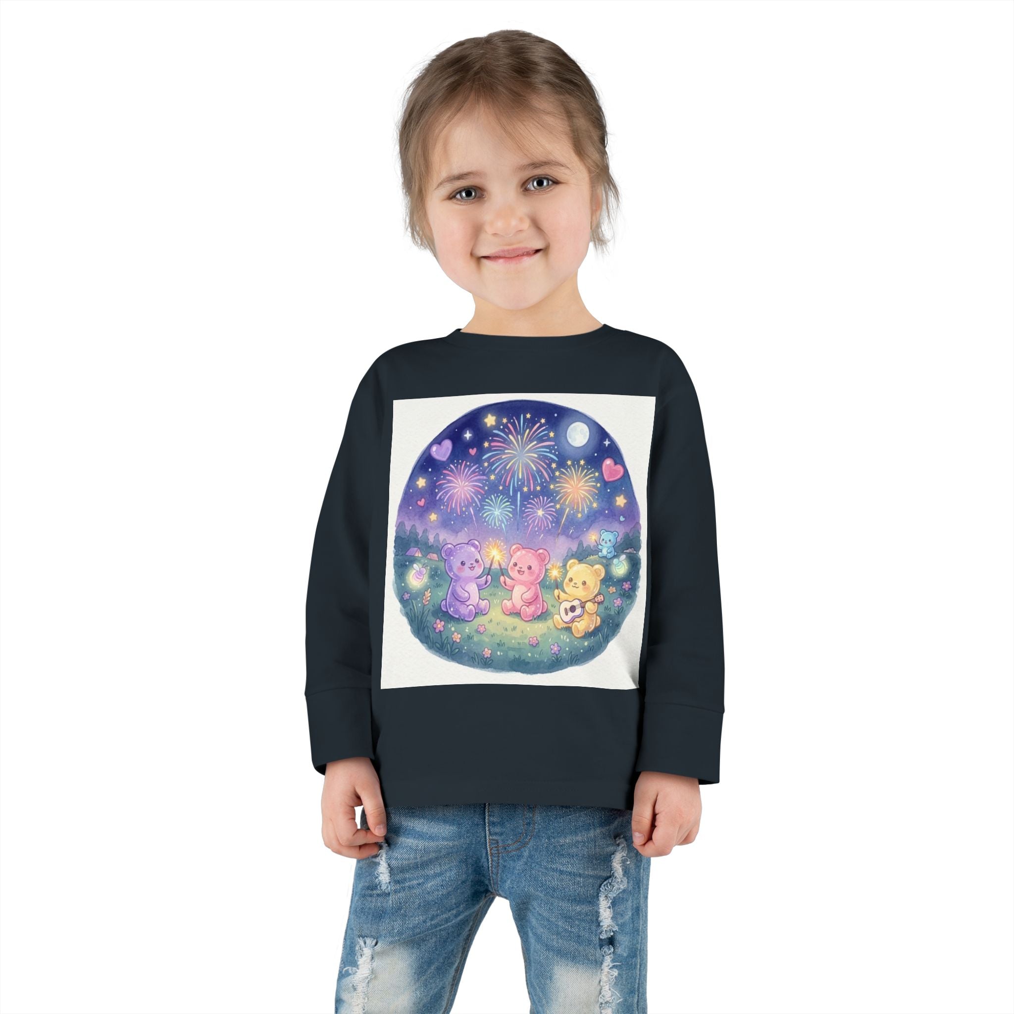 Watching Fireworks In the Night Sky, Oozy Bear Friend Group- Graphic Long Sleeve Shirt