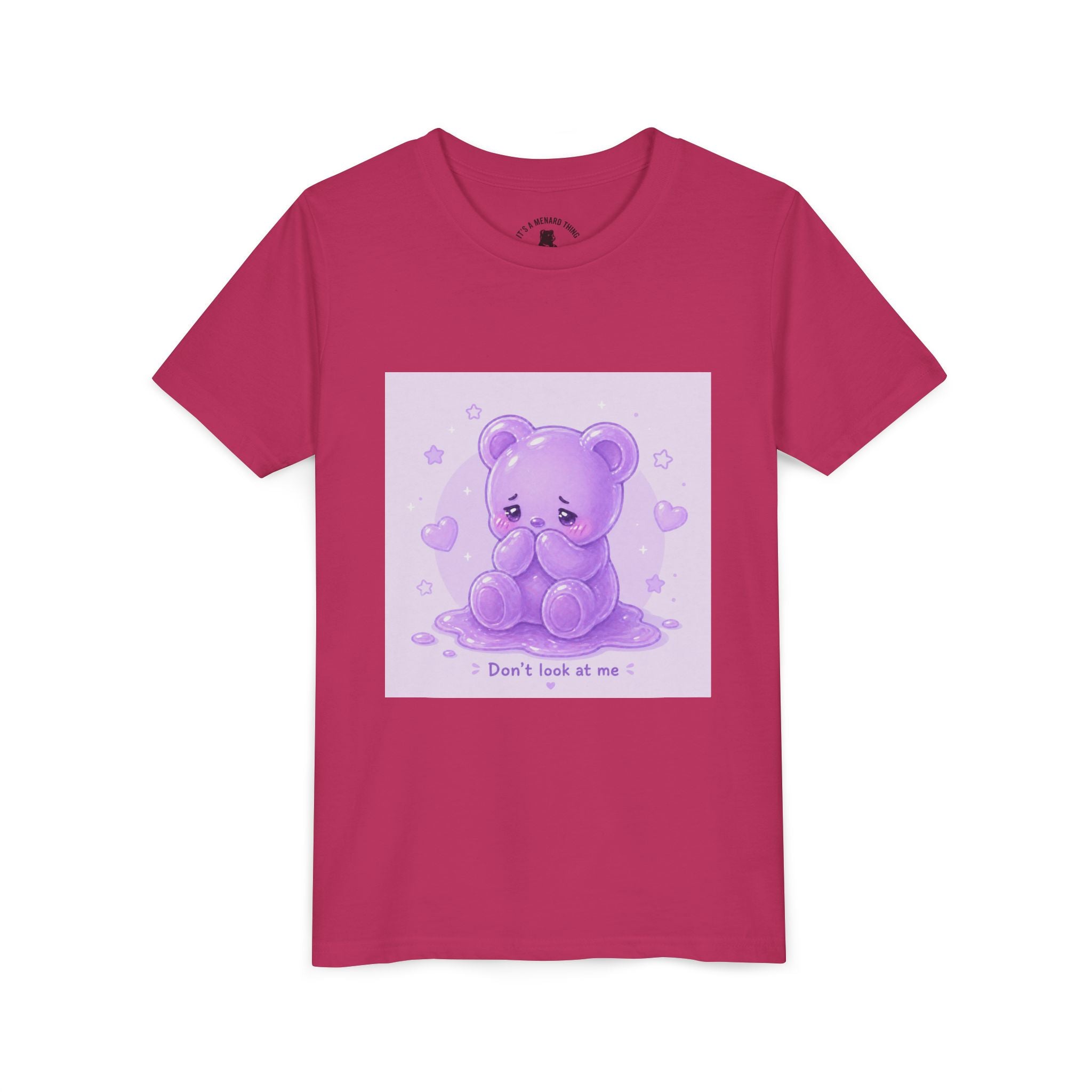 Shy Purple Gooey Gummy Bear “Don’t Look at Me” Graphic