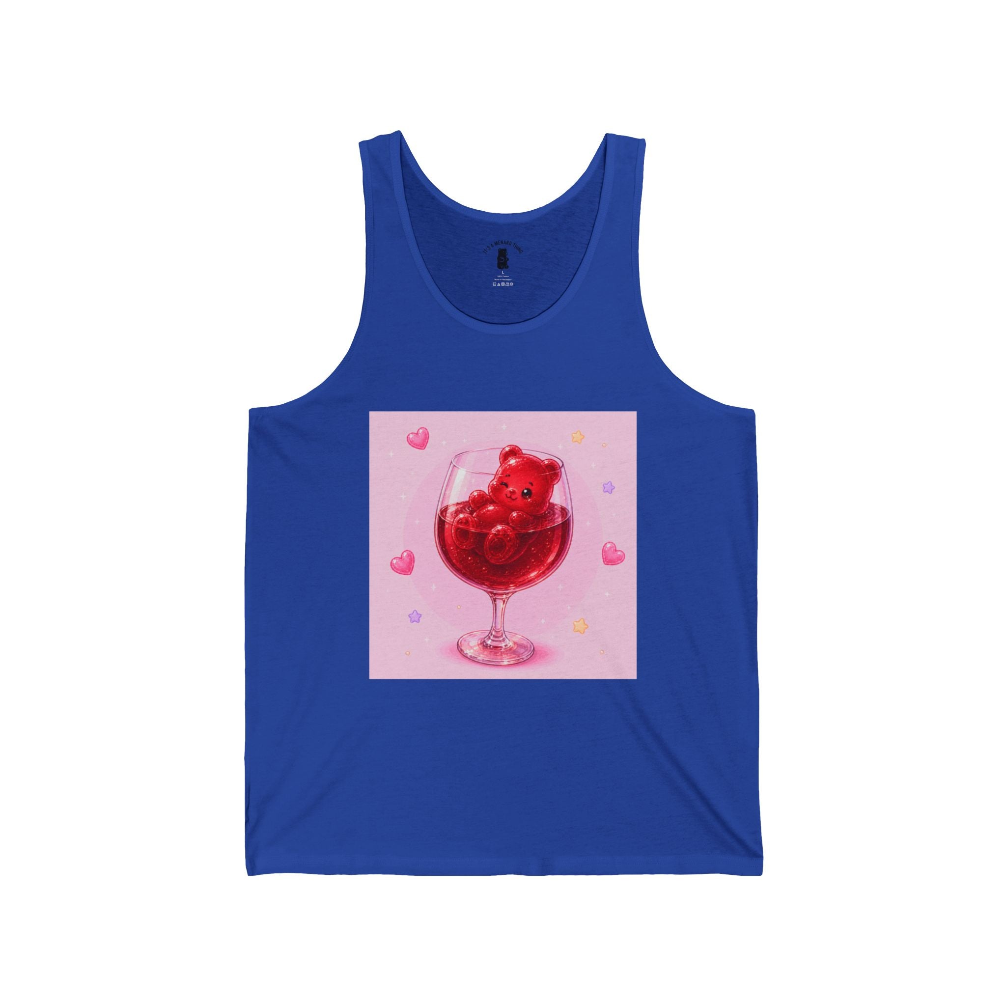 Cute Gummy Bear Wine Glass Tank Top — Sweet Valentine Bubblegum Graphic