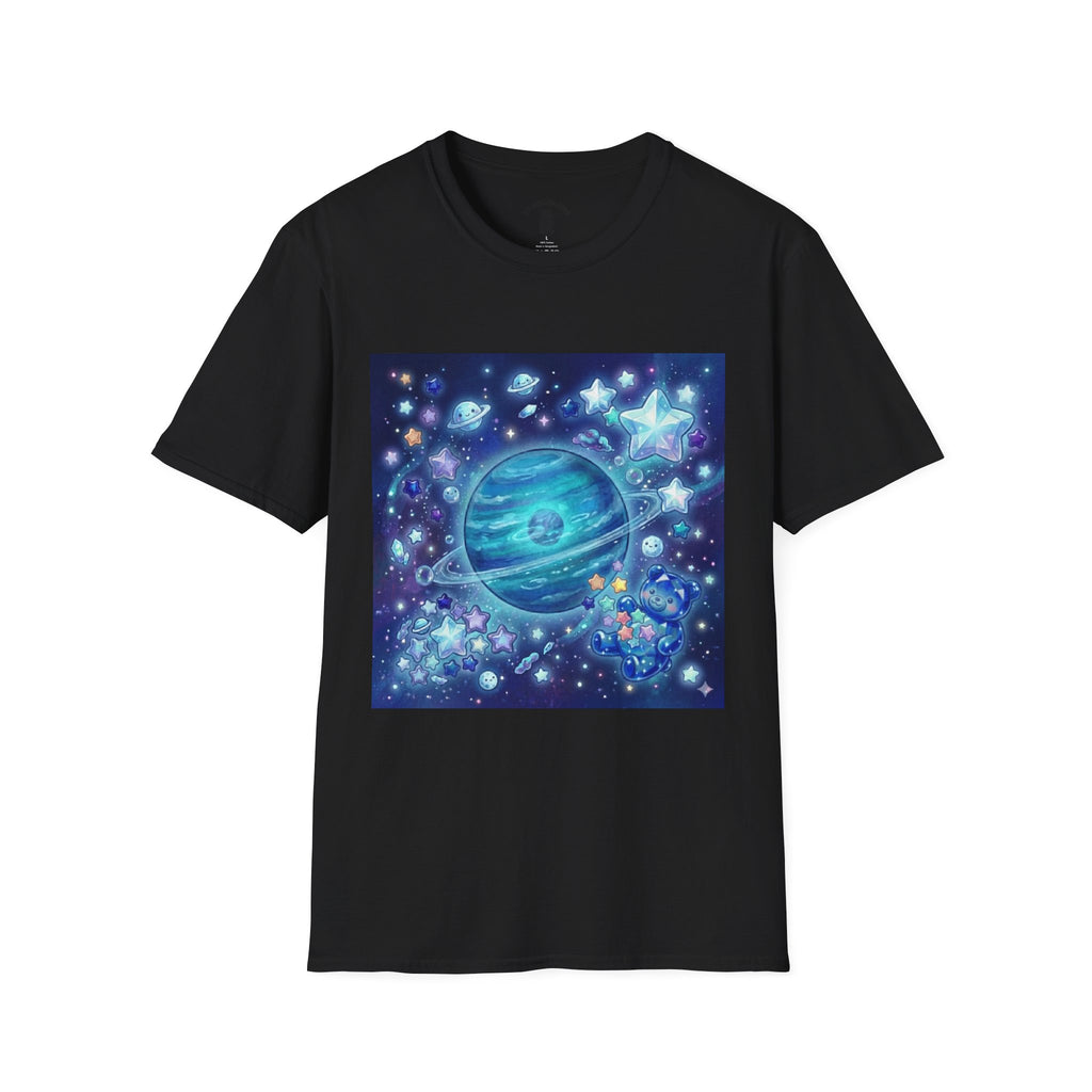 Lets Swim on Neptune, Blue Crystal Gooey Gummy Bear- Kawaii Graphic T-Shirt