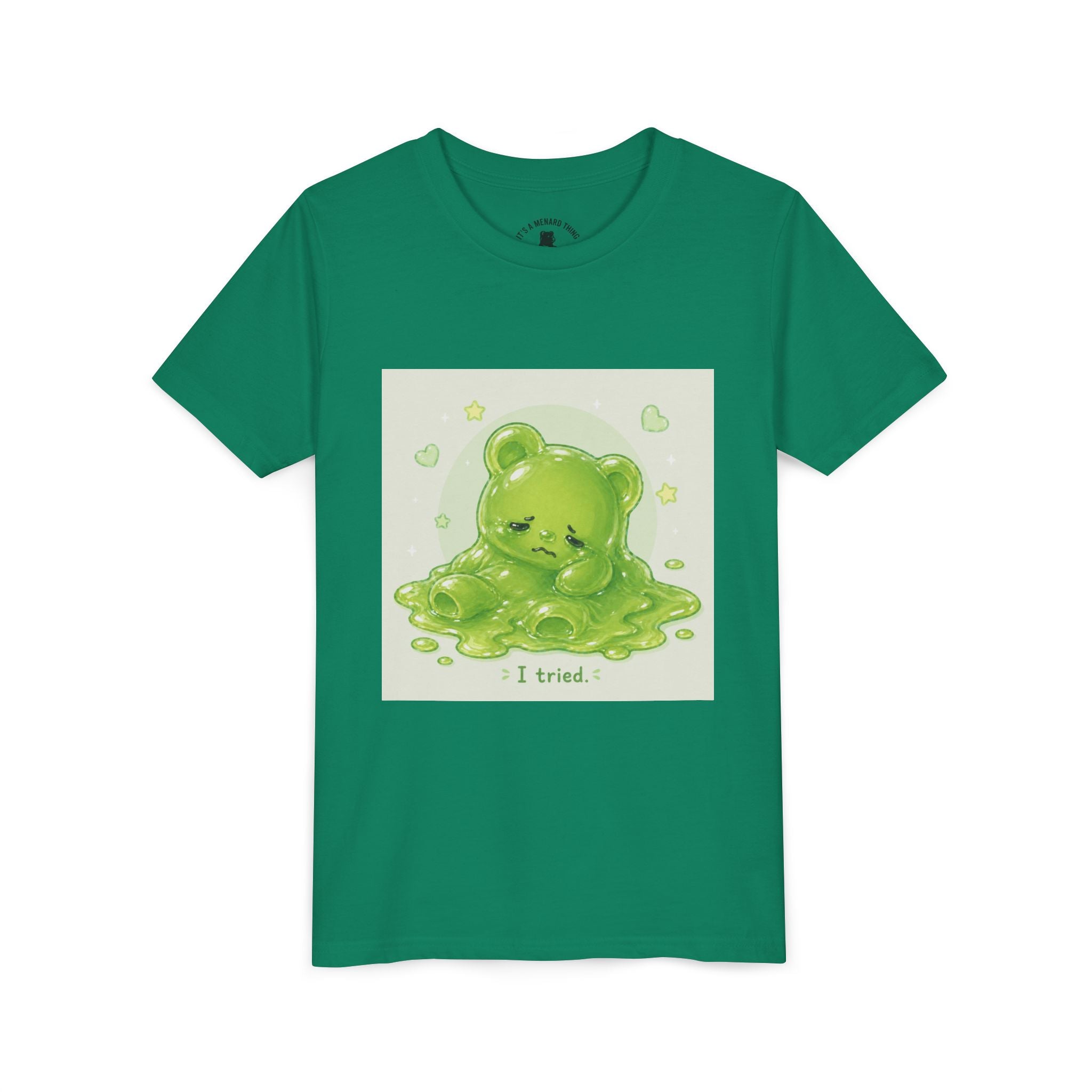 Melting Green Gooey Gummy Bear "I tried." Graphic T-Shirt