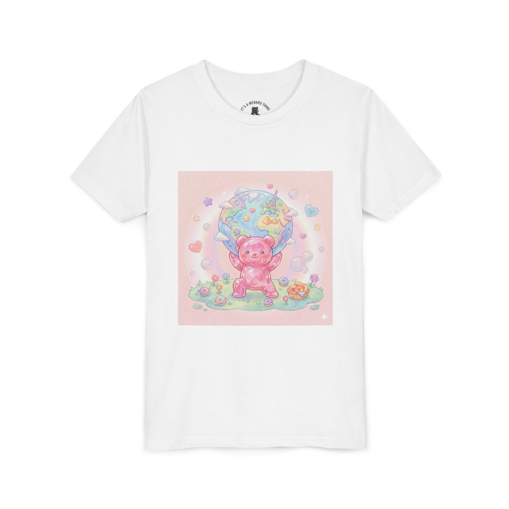 World Atlas, Weight of the Gummy World Pink Gooey Bear- Pastel Graphic Youth T-Shirt