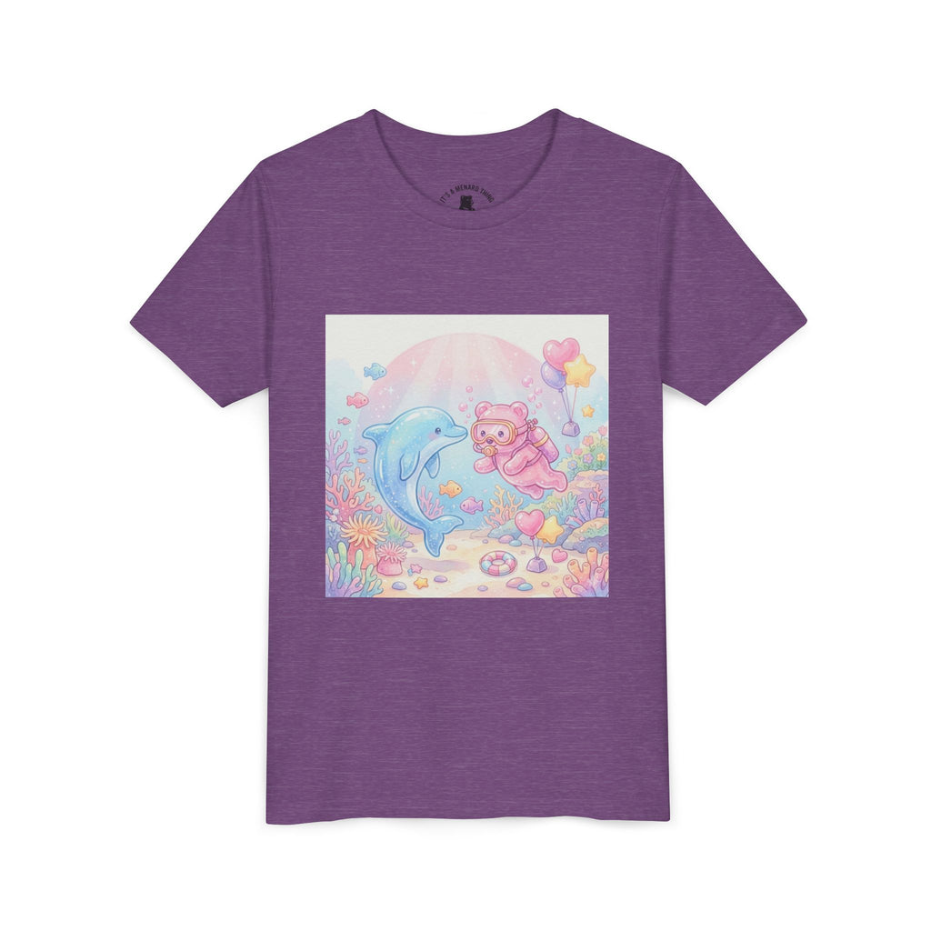 Dolphin & Pink Gooey Gummy Bear Underwater Tee — Pastel Ocean Animal Graphic Shirt