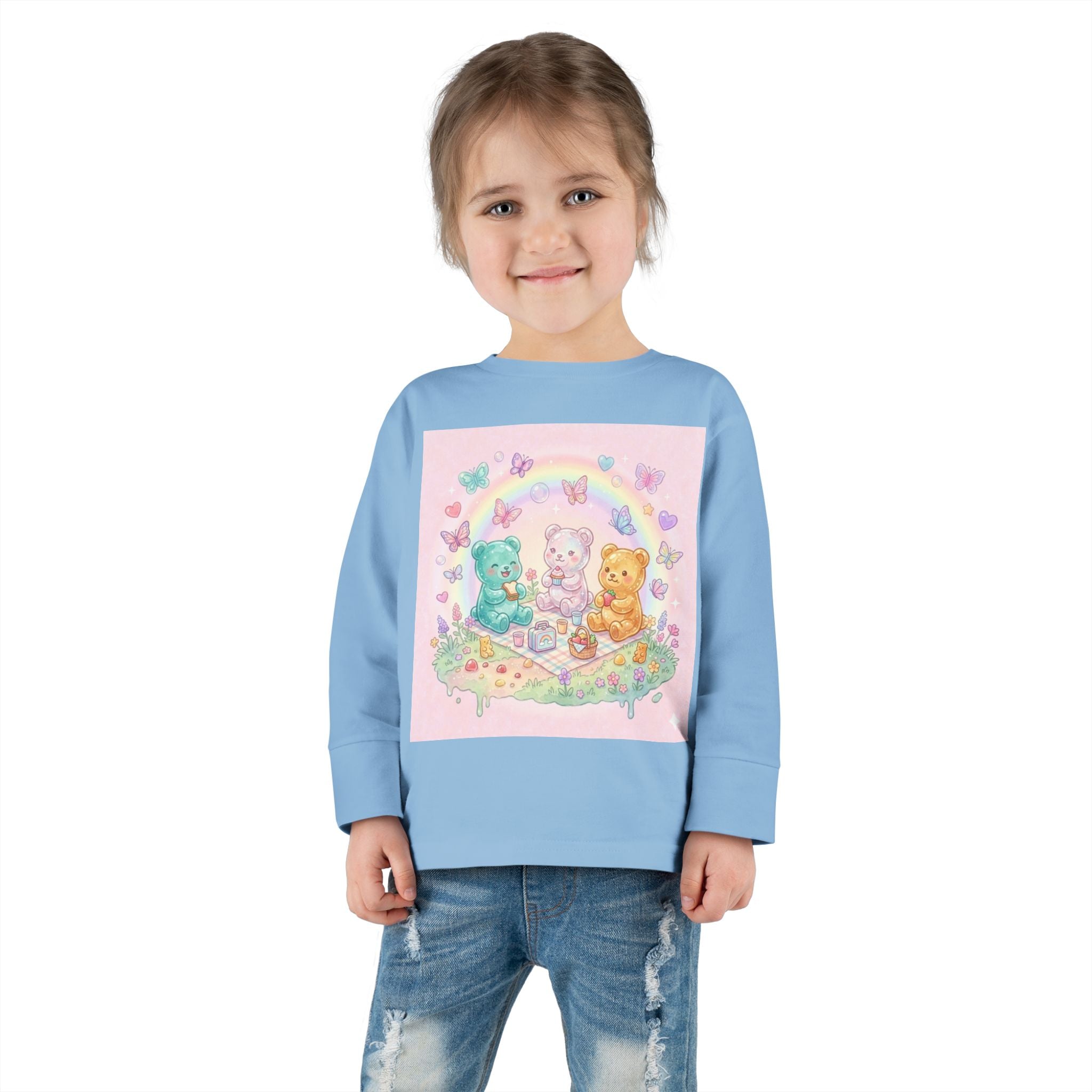 Pastel Picnic Oozy Bear Gummy Friends- Graphic Long Sleeve Shirt