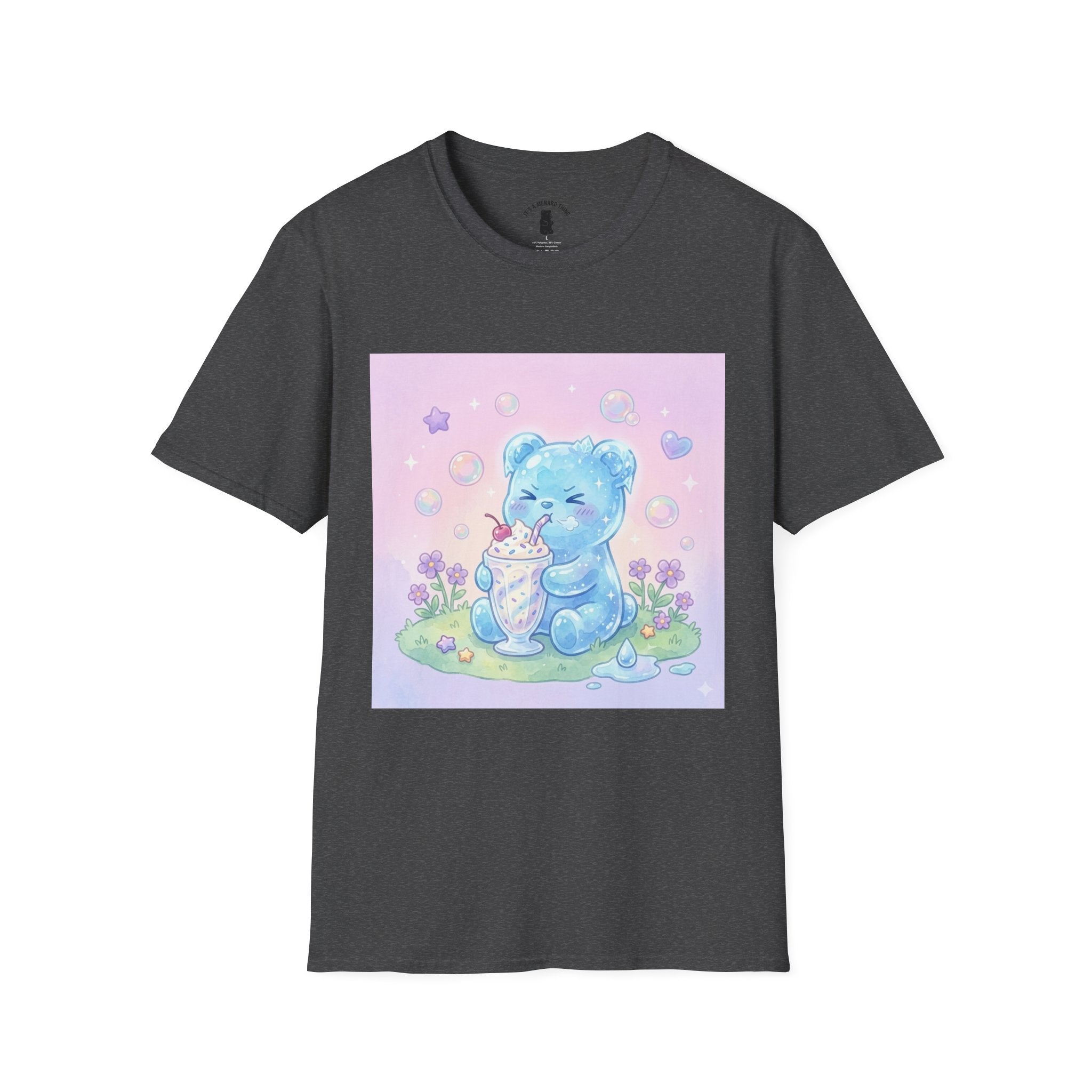 Cute Blue Iced Milkshake, Gooey Gummy Bear — Pastel Kawaii Graphic Tee