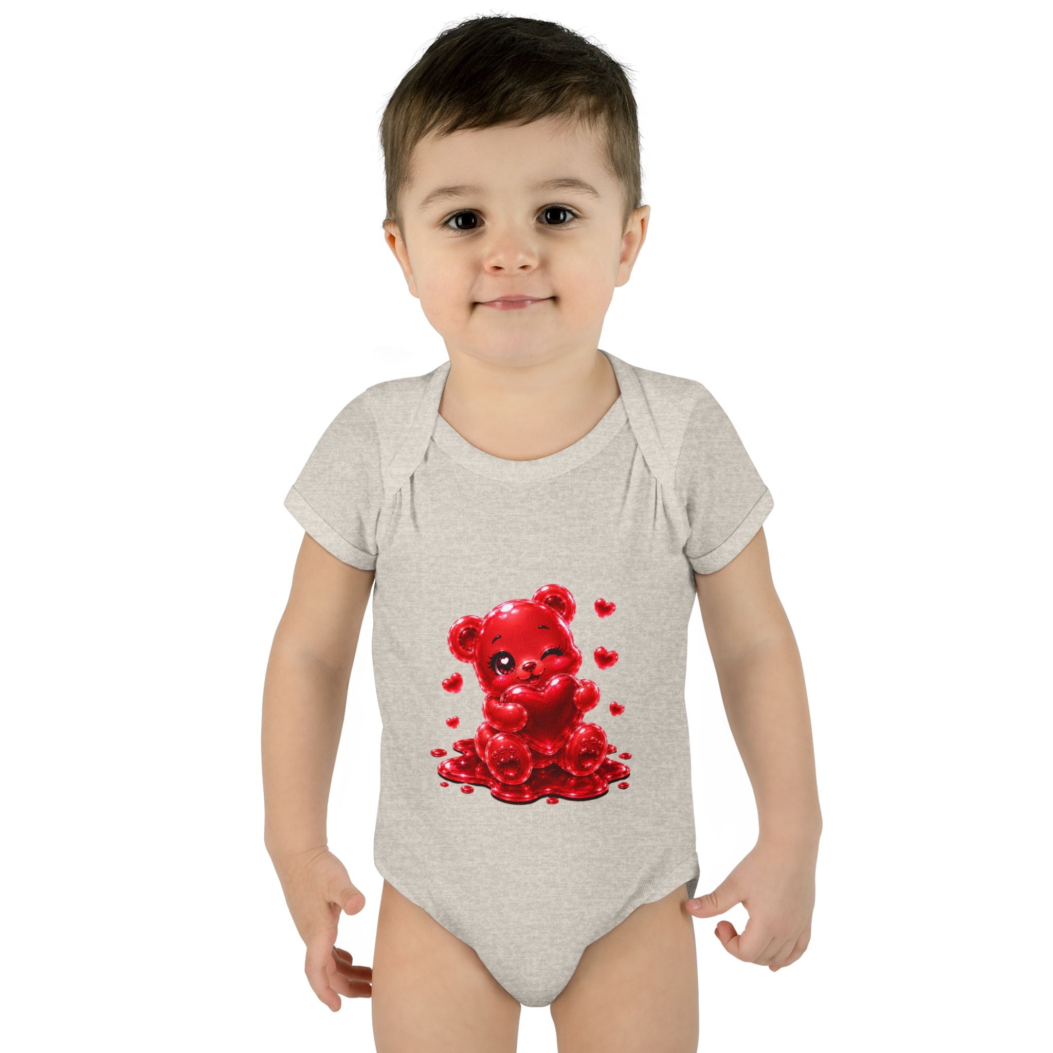 Special Red Heart Oozy Bear Baby Gummy Cutie Addition- Graphic Onesie