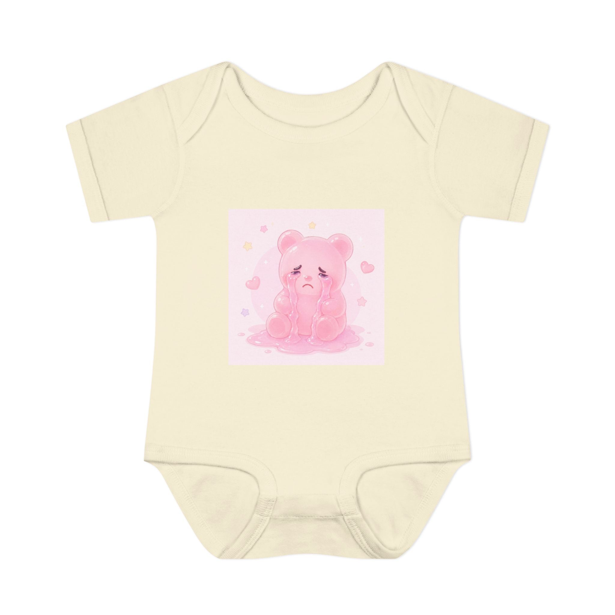 Pink Crying Gooey Gummy Bear Infant Bodysuit — Cute Pastel Baby Onesie