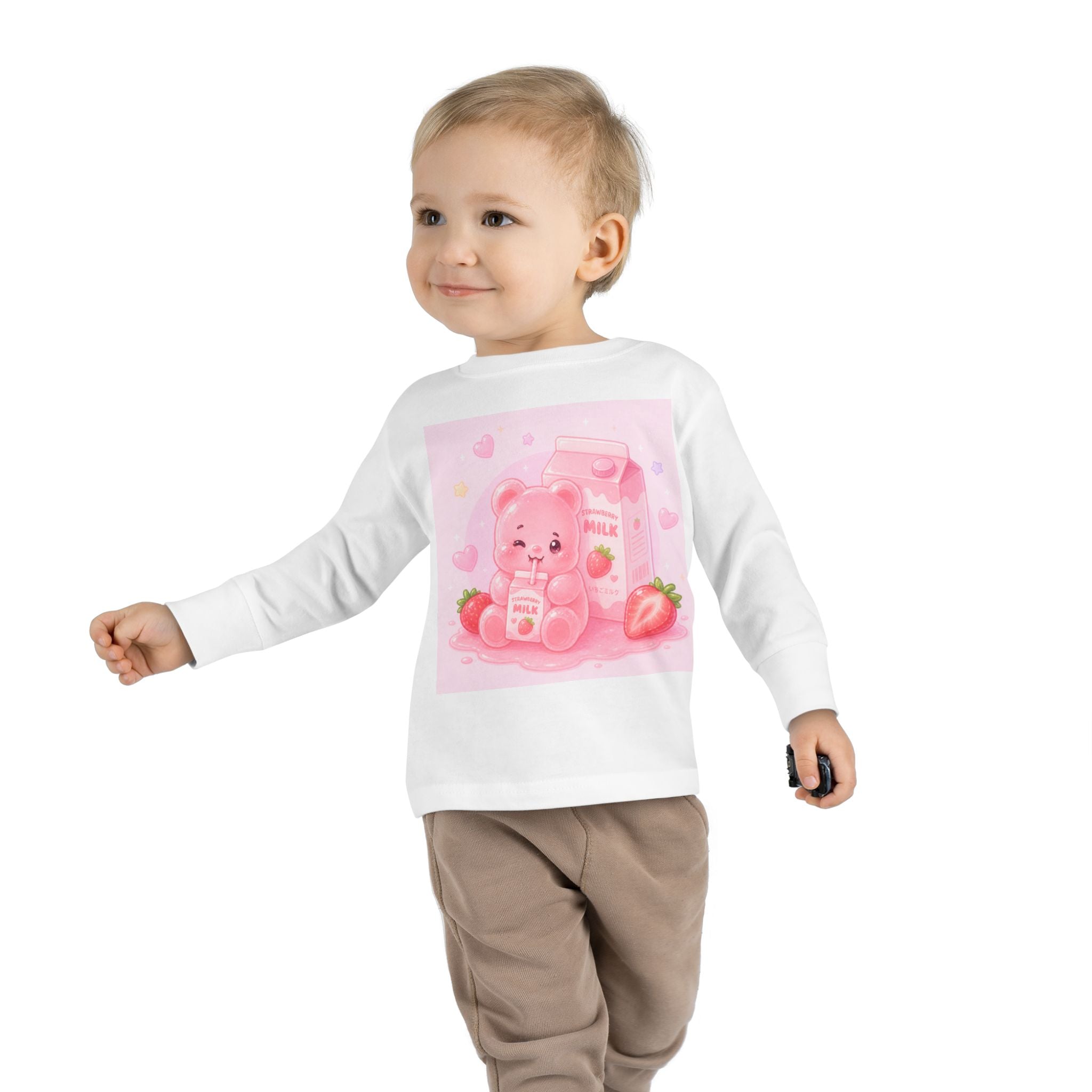 Strawberry Milk Oozy Bear Friend- Graphic Long Sleeve Shirt