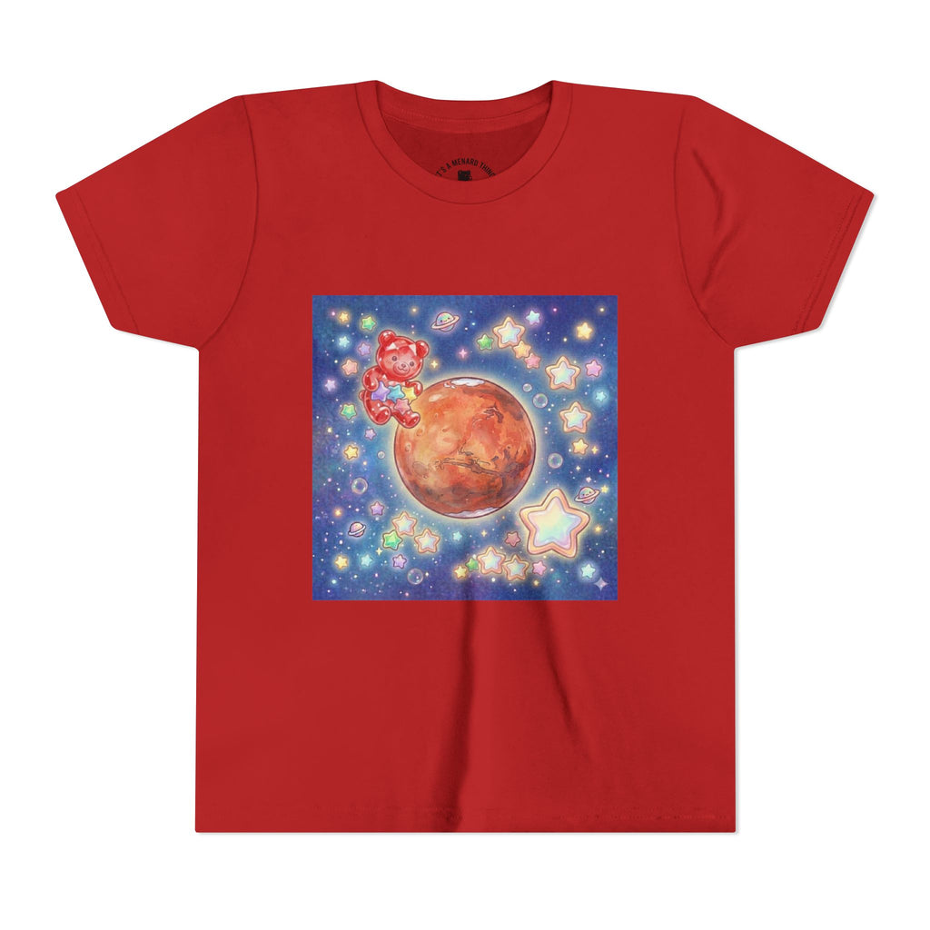 Look to Mars, Red Gooey Crystal Gummy Bear- Galaxy Graphic Youth T-Shirt