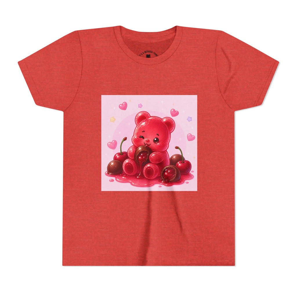 Red Gooey Gummy Bear with Chocolate & Cherries Youth T‑Shirt