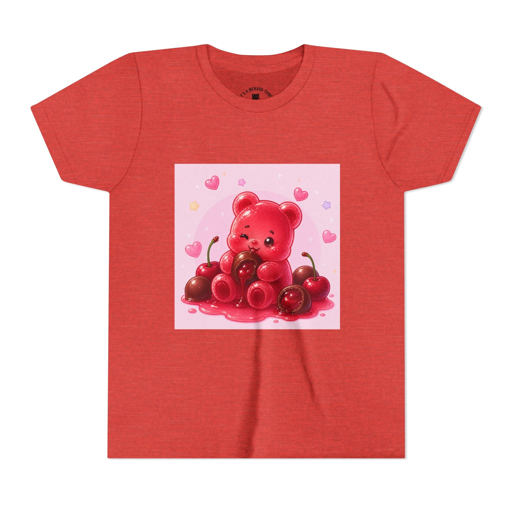Red Gooey Gummy Bear with Chocolate & Cherries Youth T‑Shirt