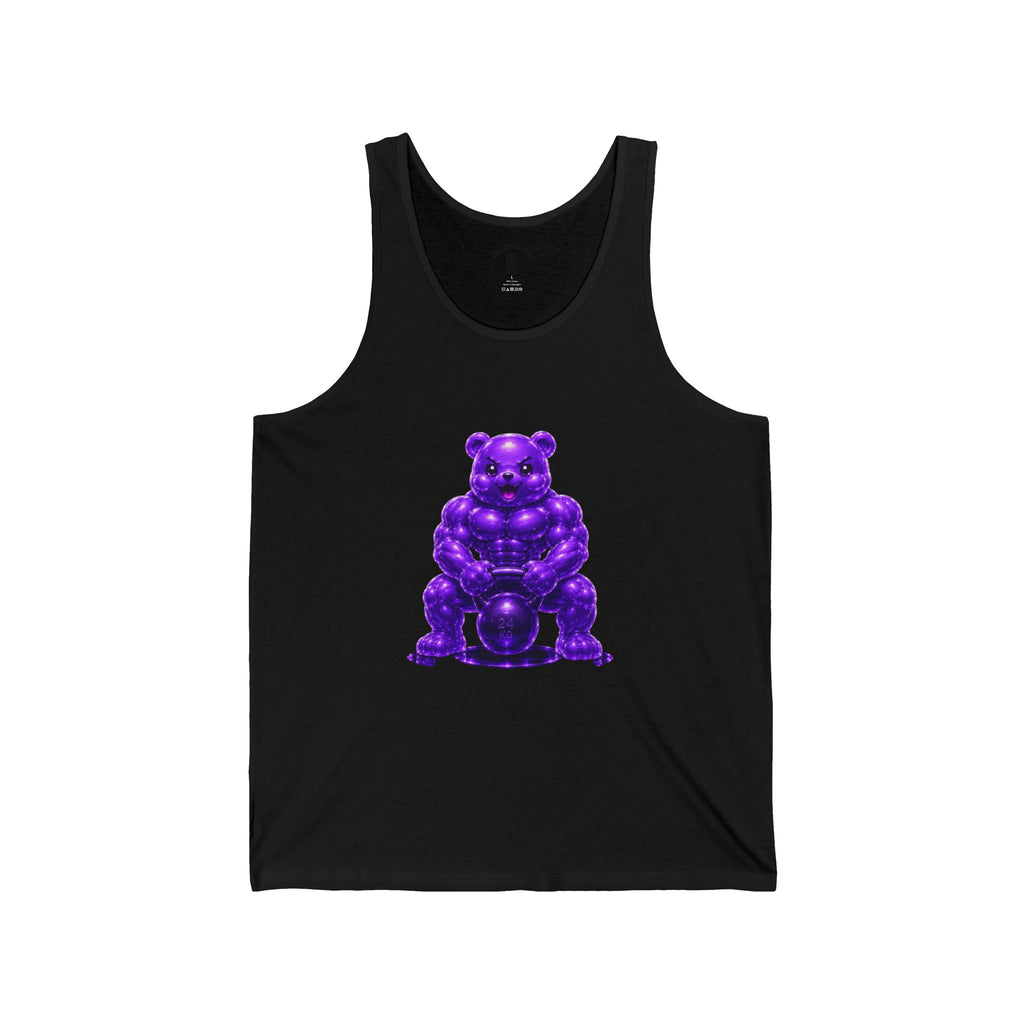 Workout Fitness, Weightlifting Kettlebell Violet Oozy Buff Bear Gummy Gym Addition- Graphic Tank Top