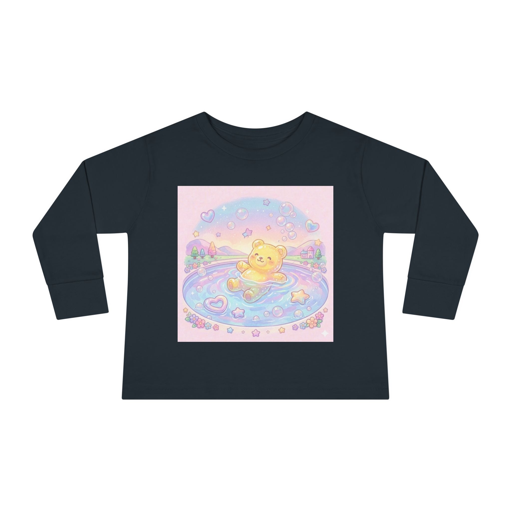 Solo Swim Time, Yellow Oozy Bear Friend- Graphic Long Sleeve Shirt