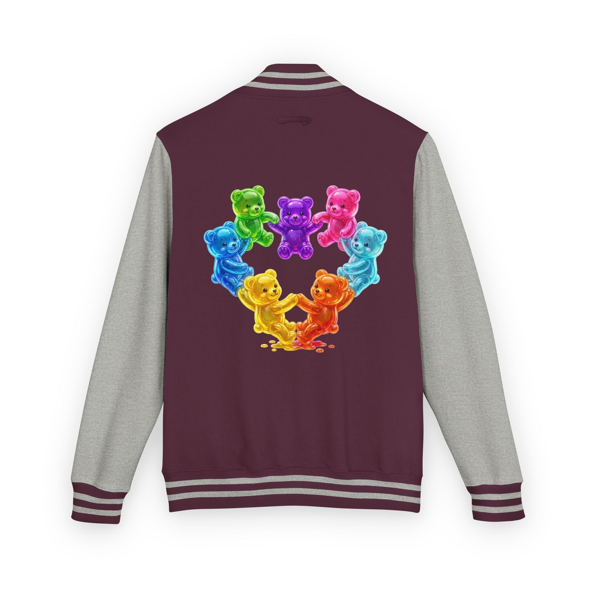 Rainbow Oozy Gummy Bear Heart Special Addition- Lettermen Graphic Jacket