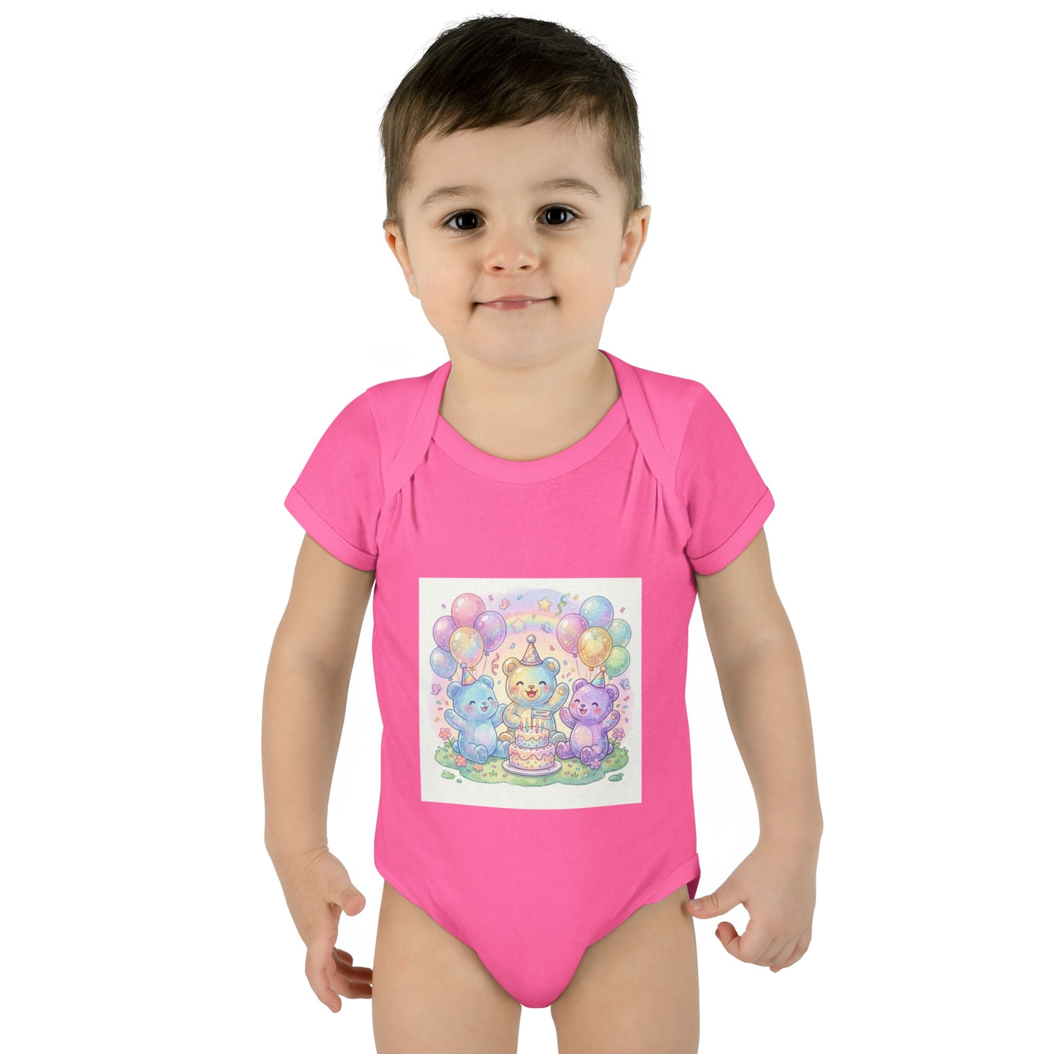 Birthday Gooey Bears, Cake & Balloons Infant Onesie