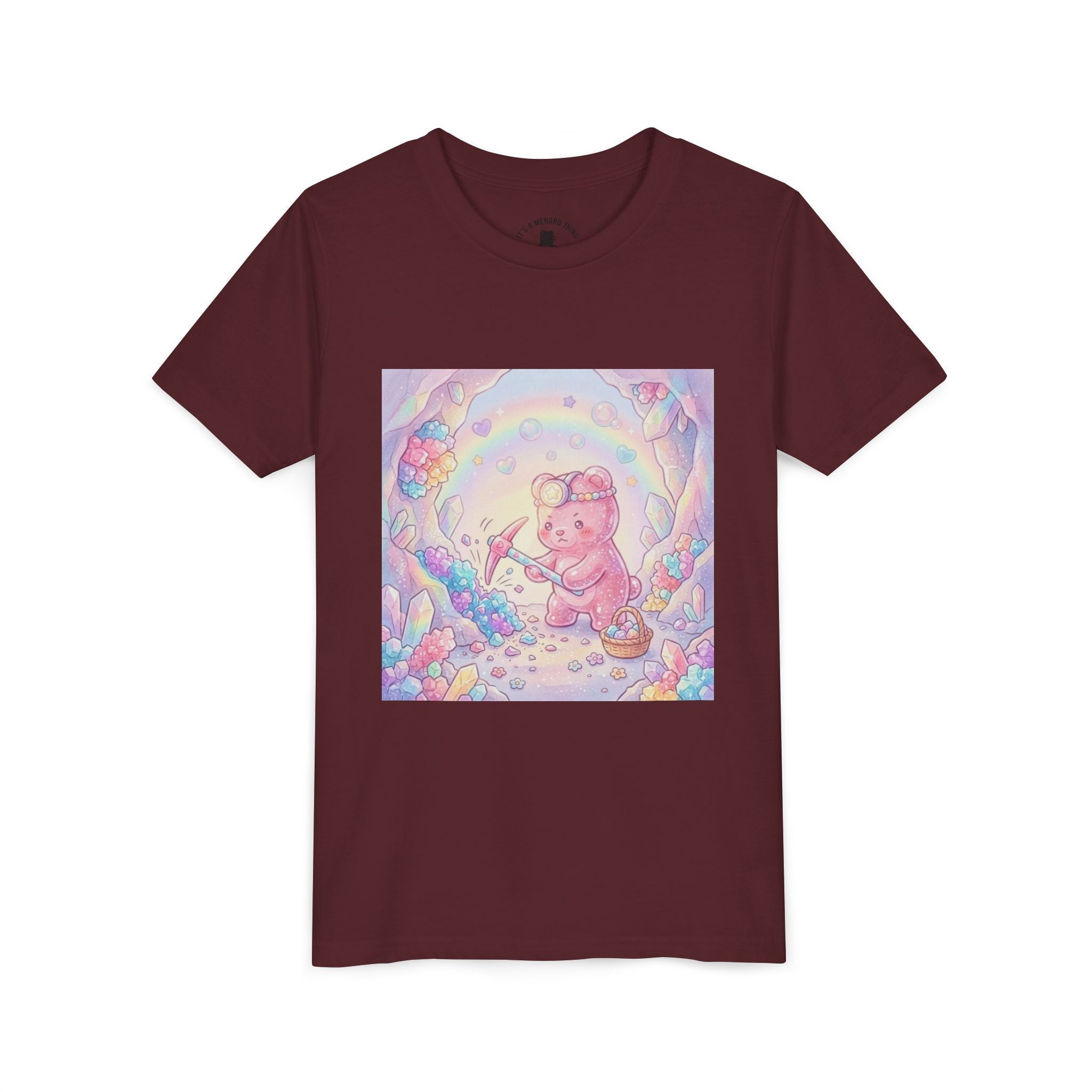 Digging for Crystal Candy Pink Gooey Gummy Bear Illustration