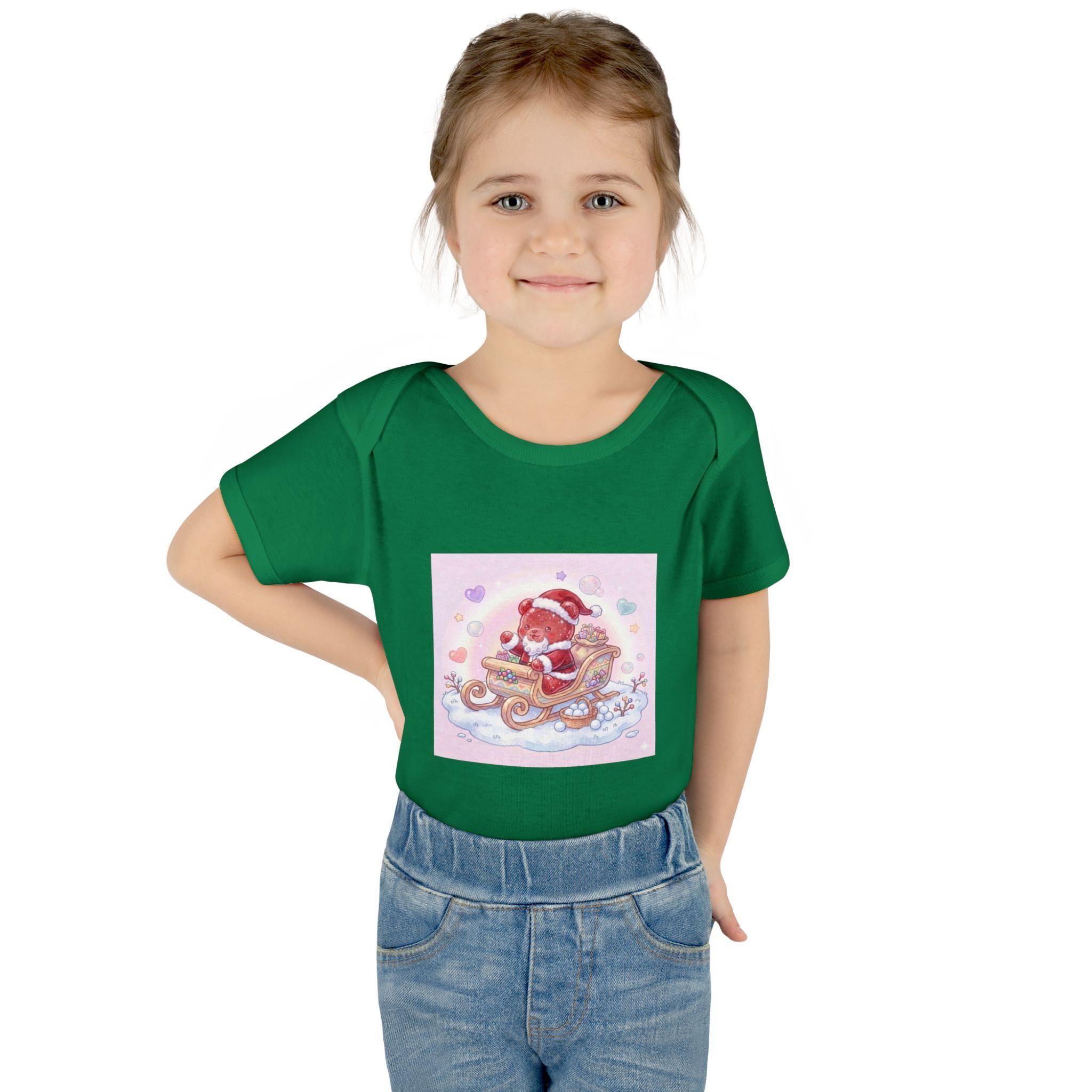 Baby Bodysuit – Gooey Gummy Santa in Sleigh Christmas Infant Onesie