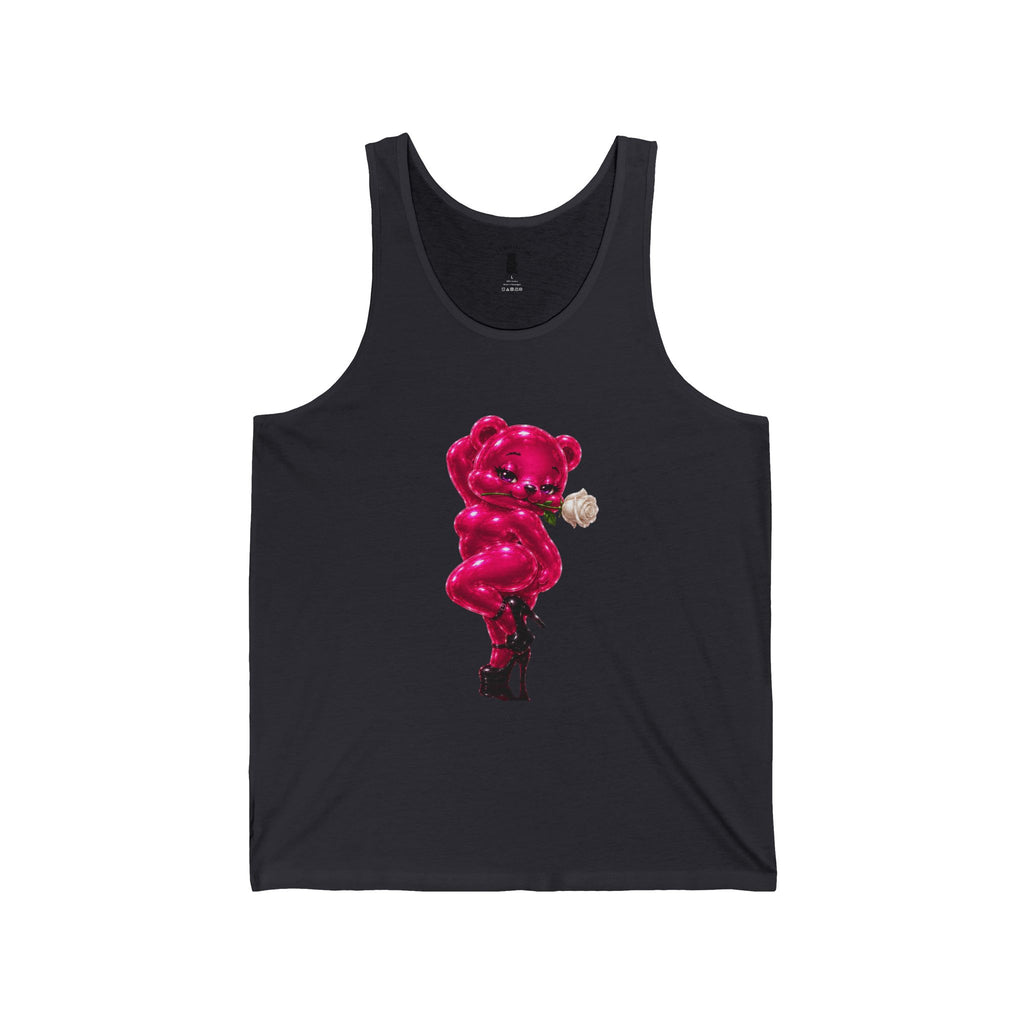 Pink Shiny Pin Up Oozy Bear In Heels, Special Addition Gummy- Graphic Tank Top (Adults Only!)