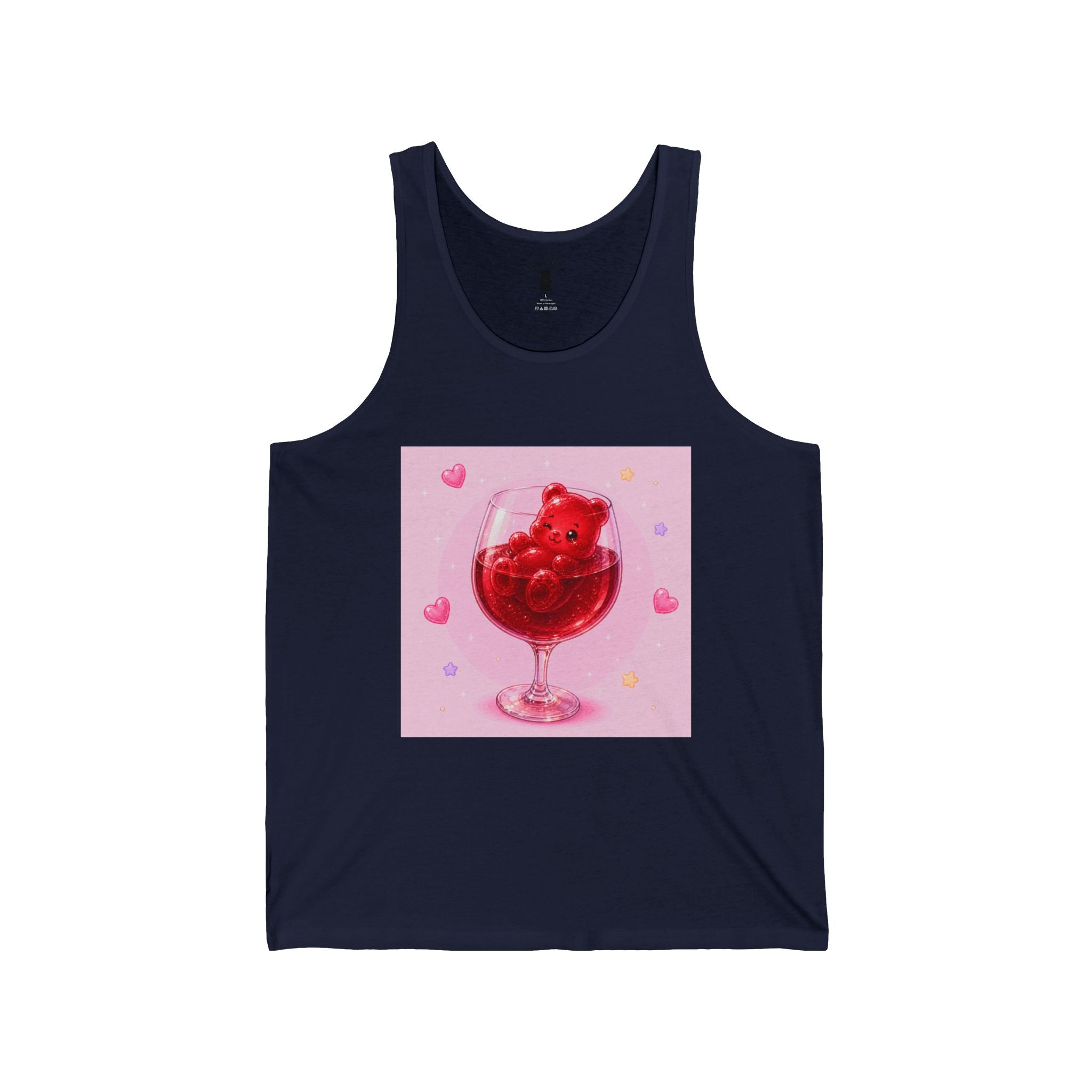 Cute Gummy Bear Wine Glass Tank Top — Sweet Valentine Bubblegum Graphic