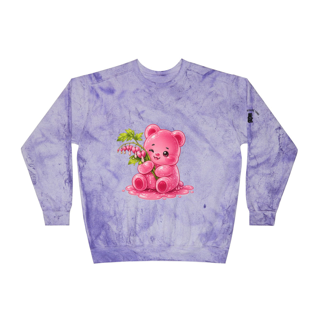 Fresh Bleeding Hearts, Pink Gooey Gummy Bear Friend-Tie-Dye Graphic Sweatshirt