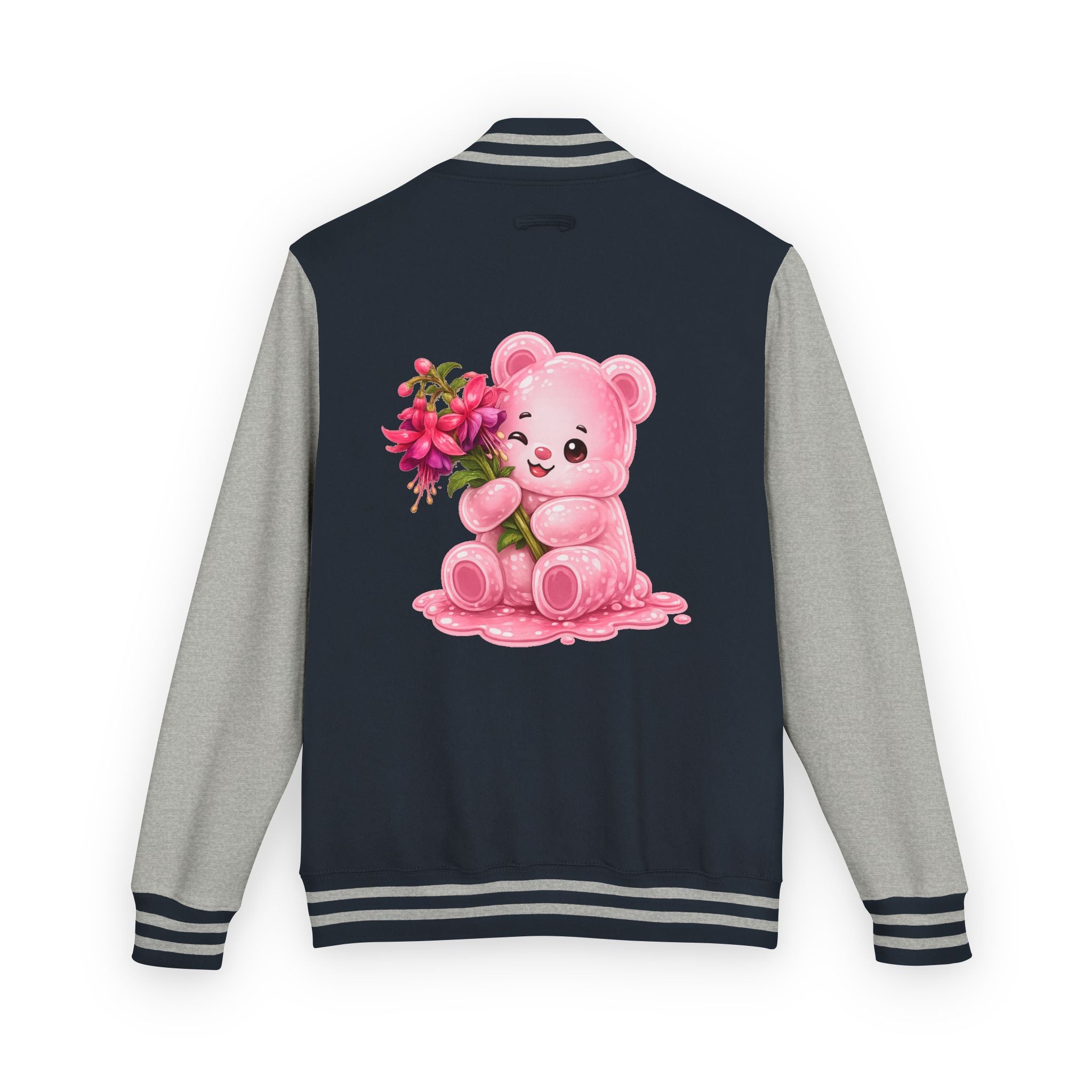 Special Pink Flowers, Pale Oozy Bear Gummy Friend- Lettermen Graphic Jacket