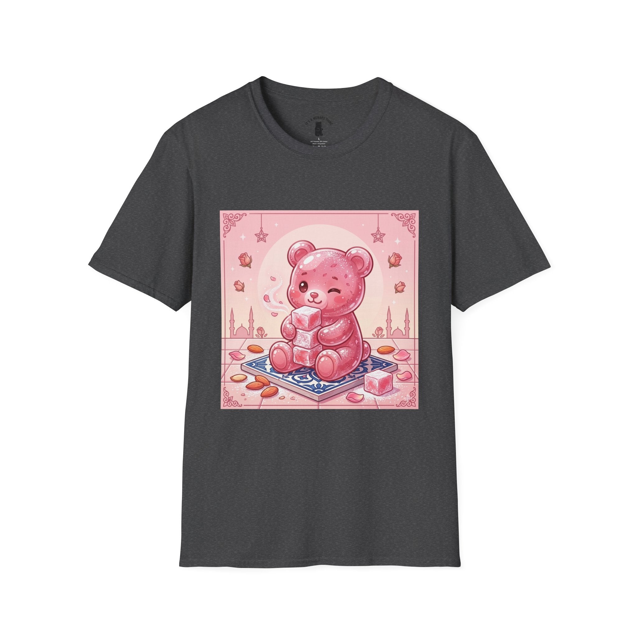 Rose Water Turkish Delight, Pink Gooey Gummy Bear— Kawaii Illustration