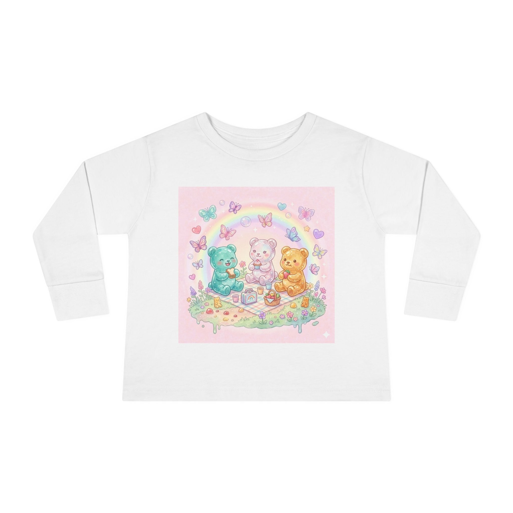 Pastel Picnic Oozy Bear Gummy Friends- Graphic Long Sleeve Shirt