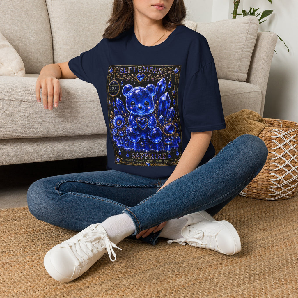 September Sapphire Crystal Oozy Bear Birthstone Addition- Graphic Shirt