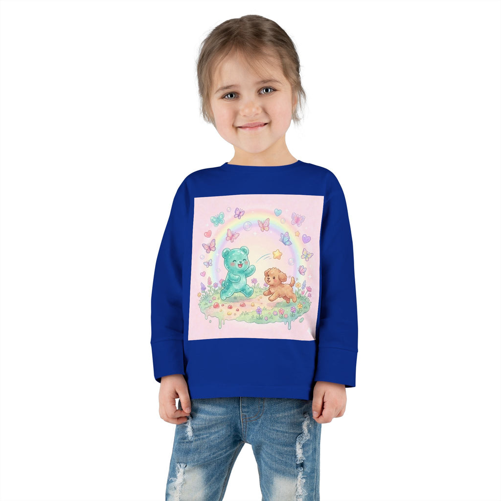 Pastel Puppy Play Time, Oozy Bear Friend- Graphic Long Sleeve Shirt