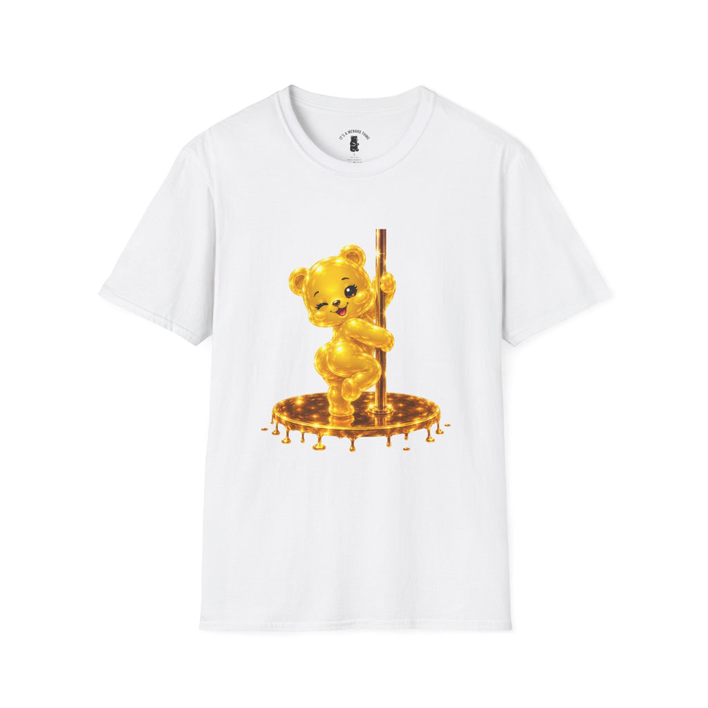 Gold Oozy Bear Gummy Thick Pole Dancer- Graphic Shirt (Adult Only!)