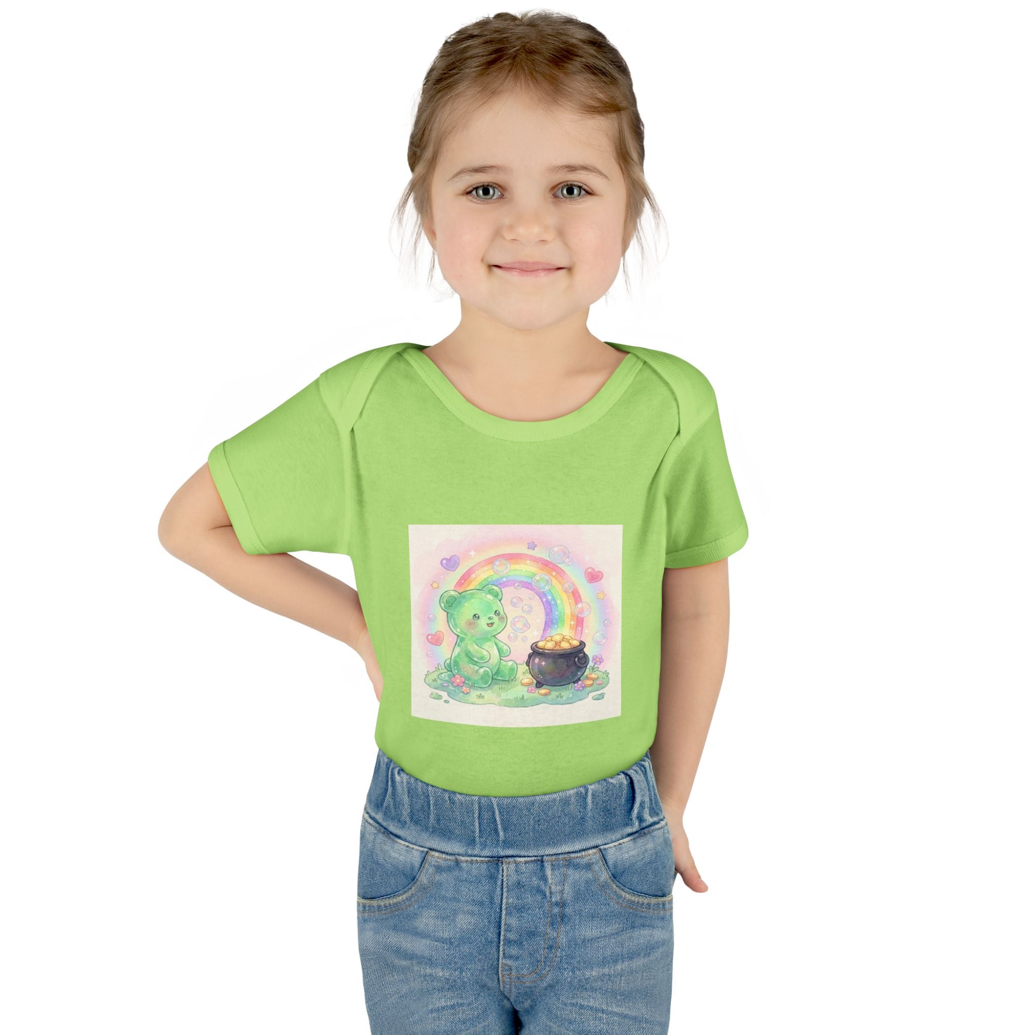 Rainbow Gooey Gummy Bear Found Inner Treasure – Cute St. Patrick’s Day Luck Baby Onesie
