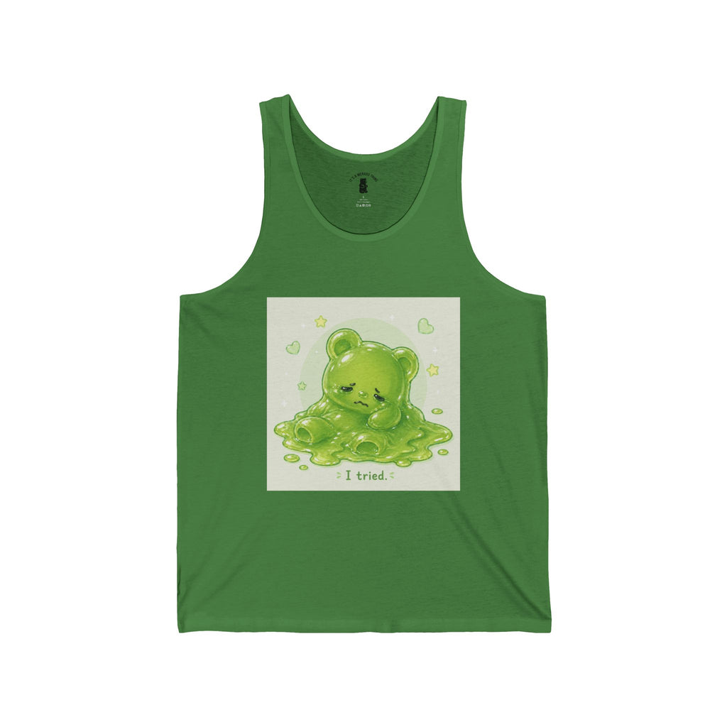 Tired Melting Green Gooey Gummy bear — Kawaii Graphic Tank Top