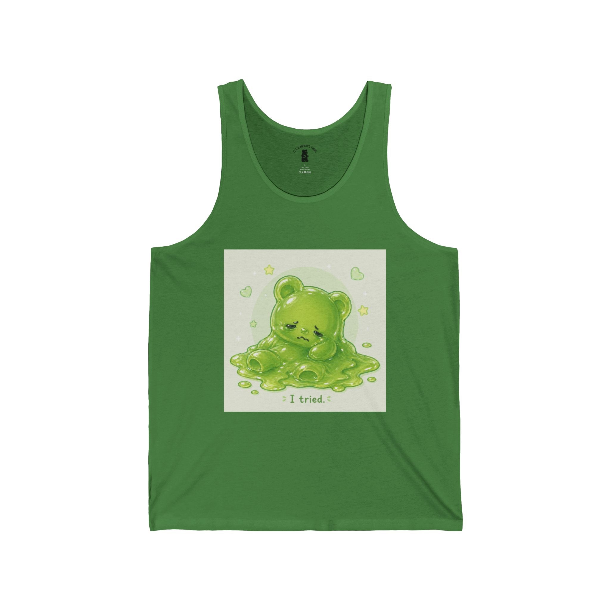 Tired Melting Green Gooey Gummy bear — Kawaii Graphic Tank Top
