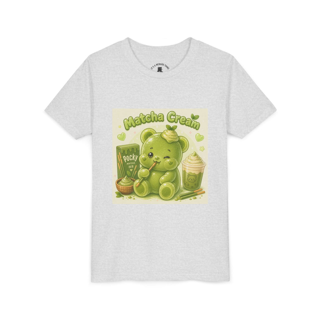 Matcha Cream Gooey Gummy Bear Youth Tee —Pocky & Dessert Graphic