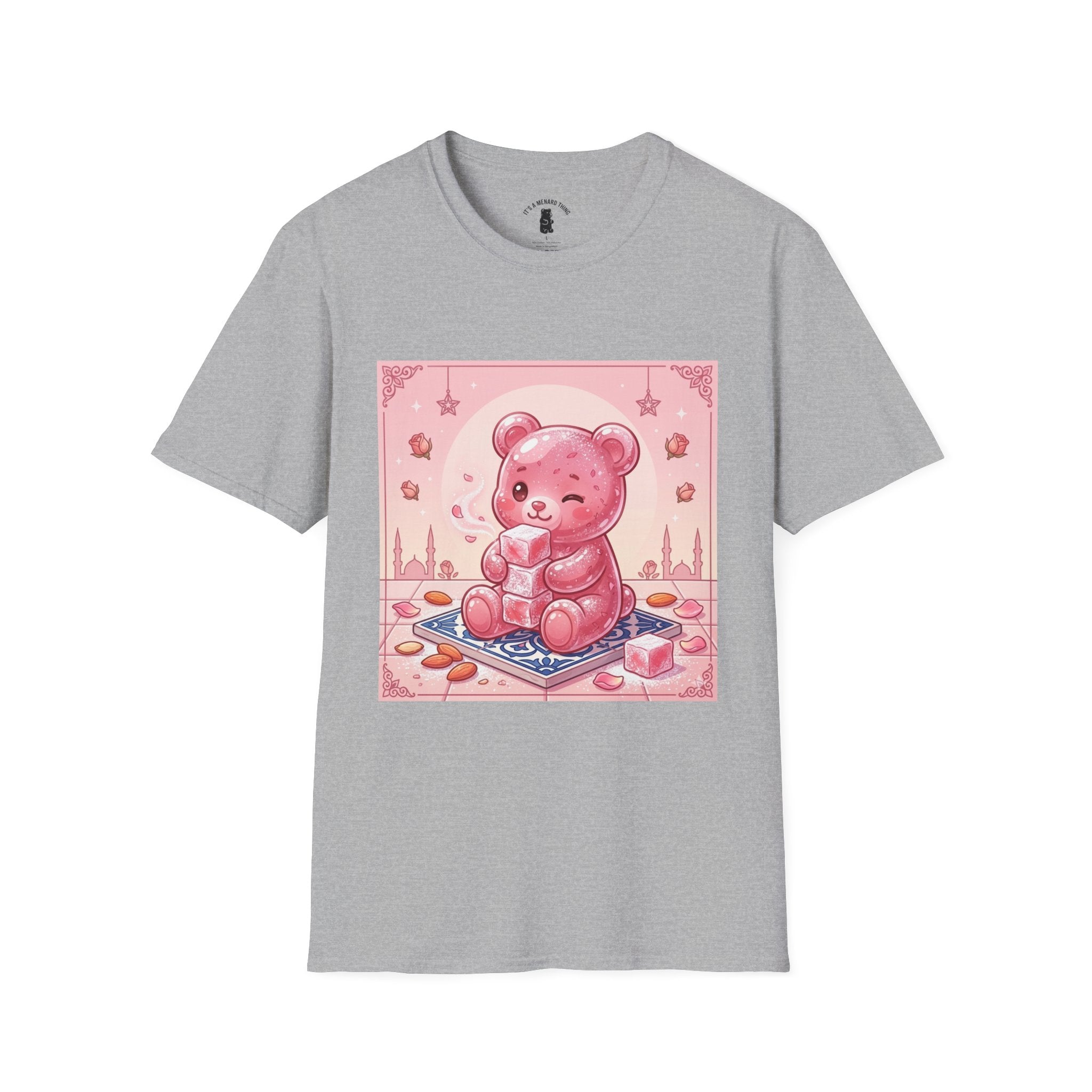 Rose Water Turkish Delight, Pink Gooey Gummy Bear— Kawaii Illustration