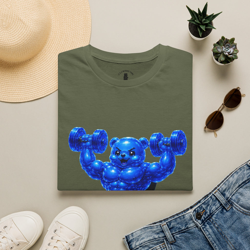 Working out with Bar Bells, Oozy Buff Bear Gummy Special Gym Addition- Adult Graphic Shirt