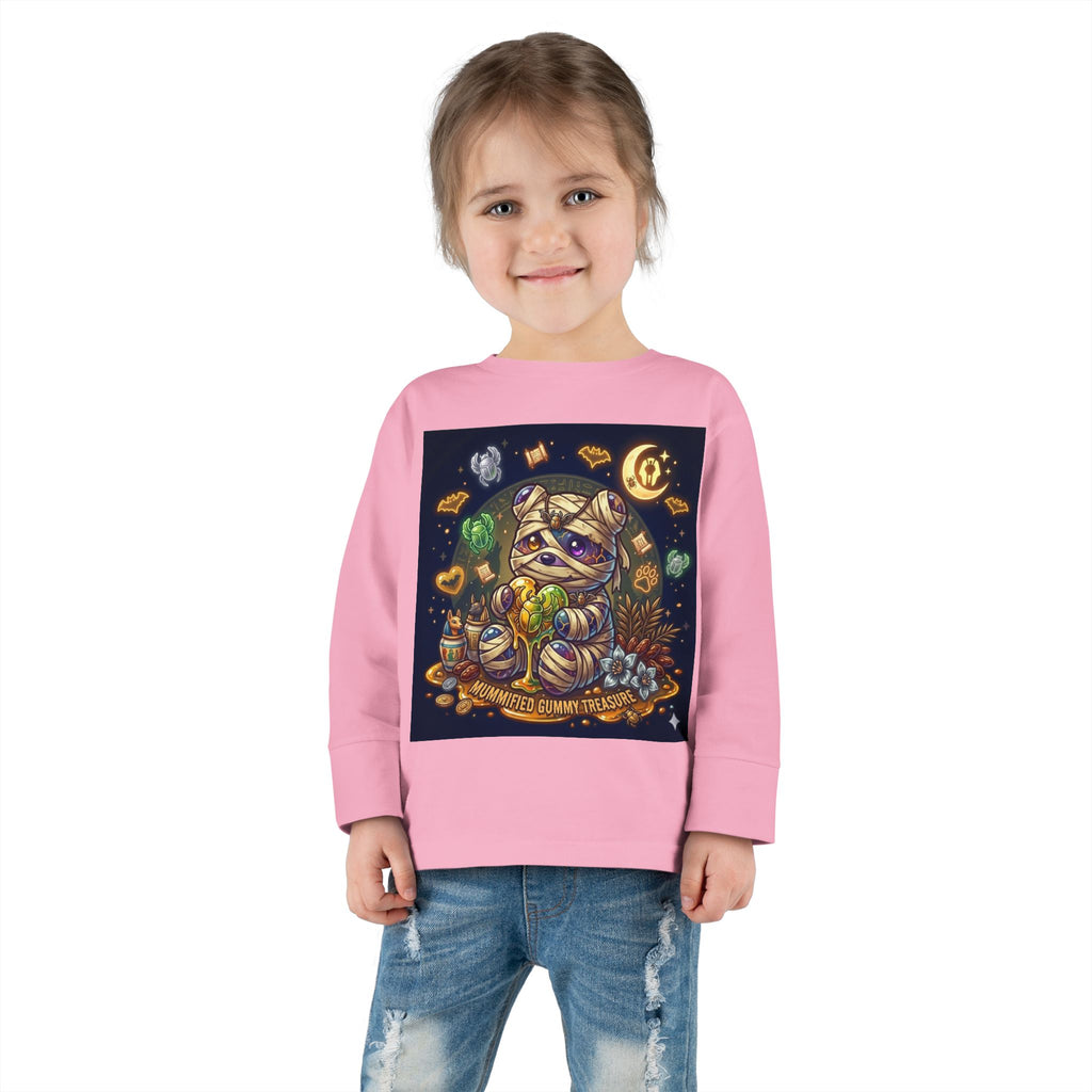 Cute Mummy Halloween Oozy Bear Special- Kids Graphic Long Sleeve Shirt