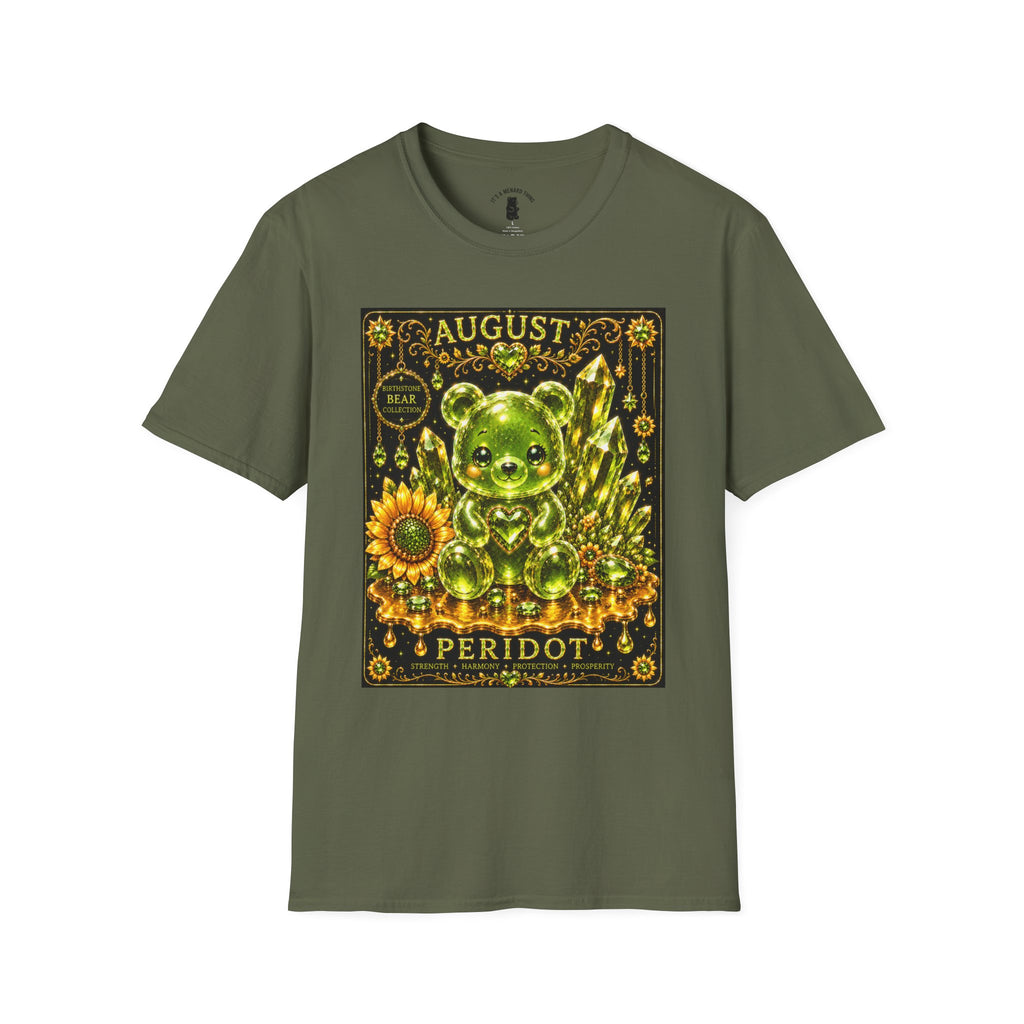 August Peridot Birthstone Oozy Bear Addition- Graphic Shirt
