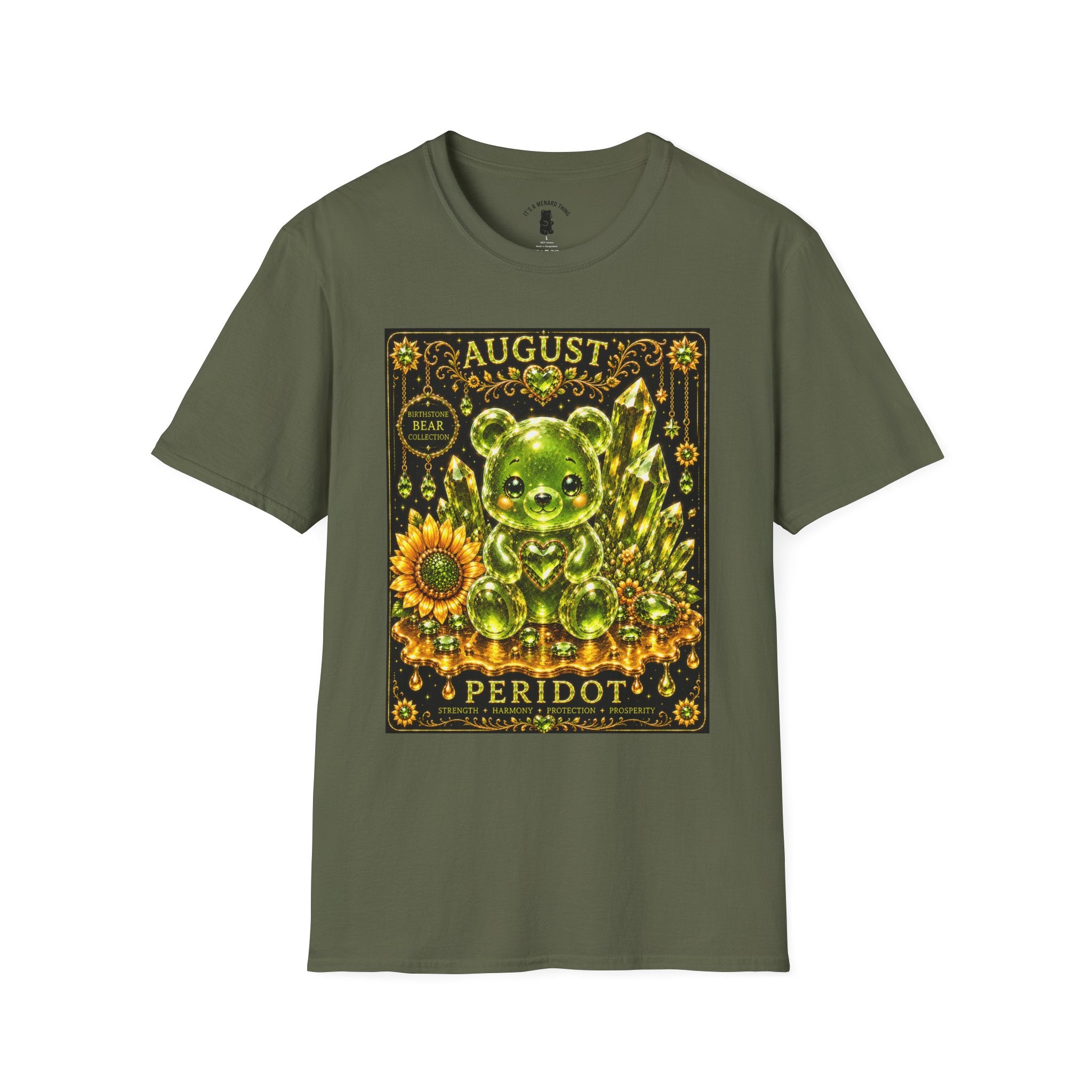 August Peridot Birthstone Oozy Bear Addition- Graphic Shirt