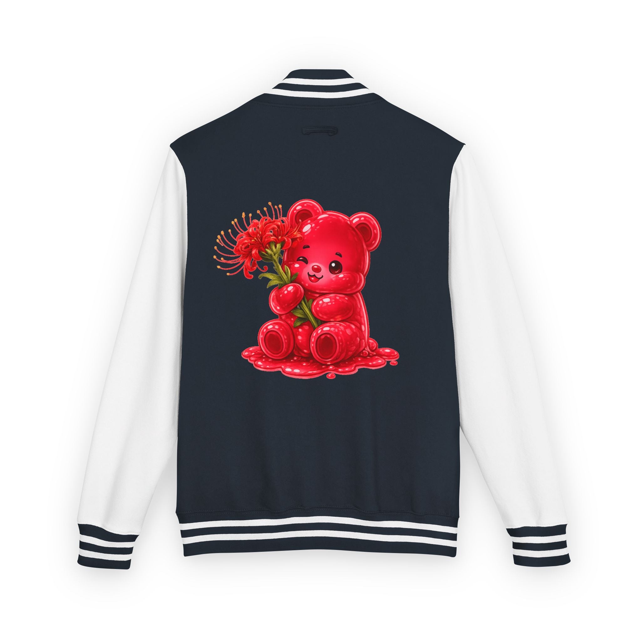 Red Spider Lily Bloom Special, Oozy Bear Gummy Flower Addition- Letterman Graphic Jacket