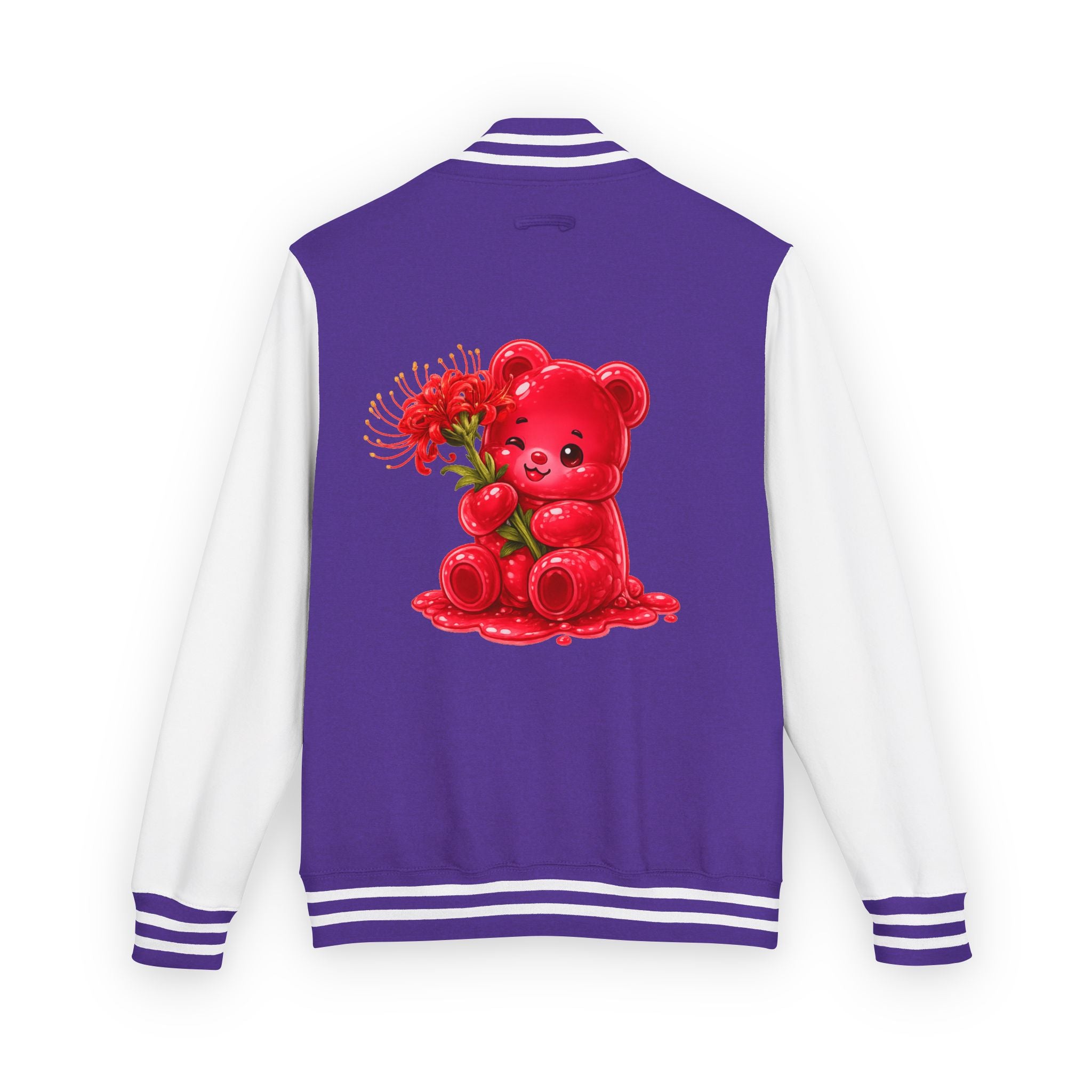 Red Spider Lily Bloom Special, Oozy Bear Gummy Flower Addition- Letterman Graphic Jacket